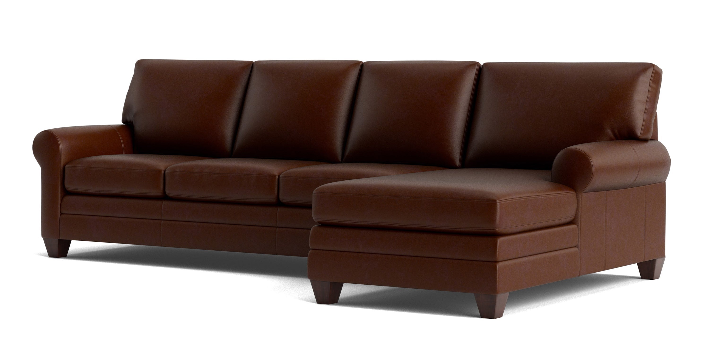 Carolina Leather Roll Arm Chaise Sectional Bassett