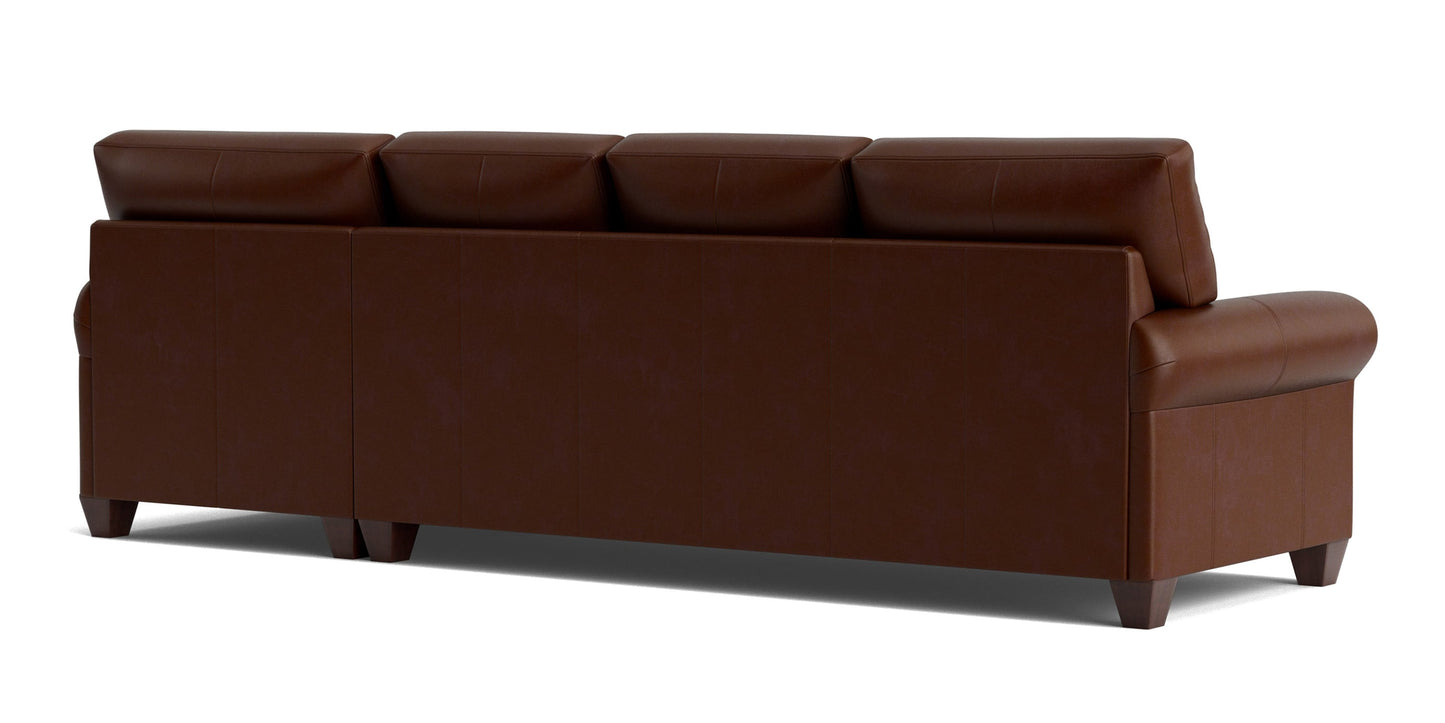 Carolina Leather Roll Arm Chaise Sectional Bassett