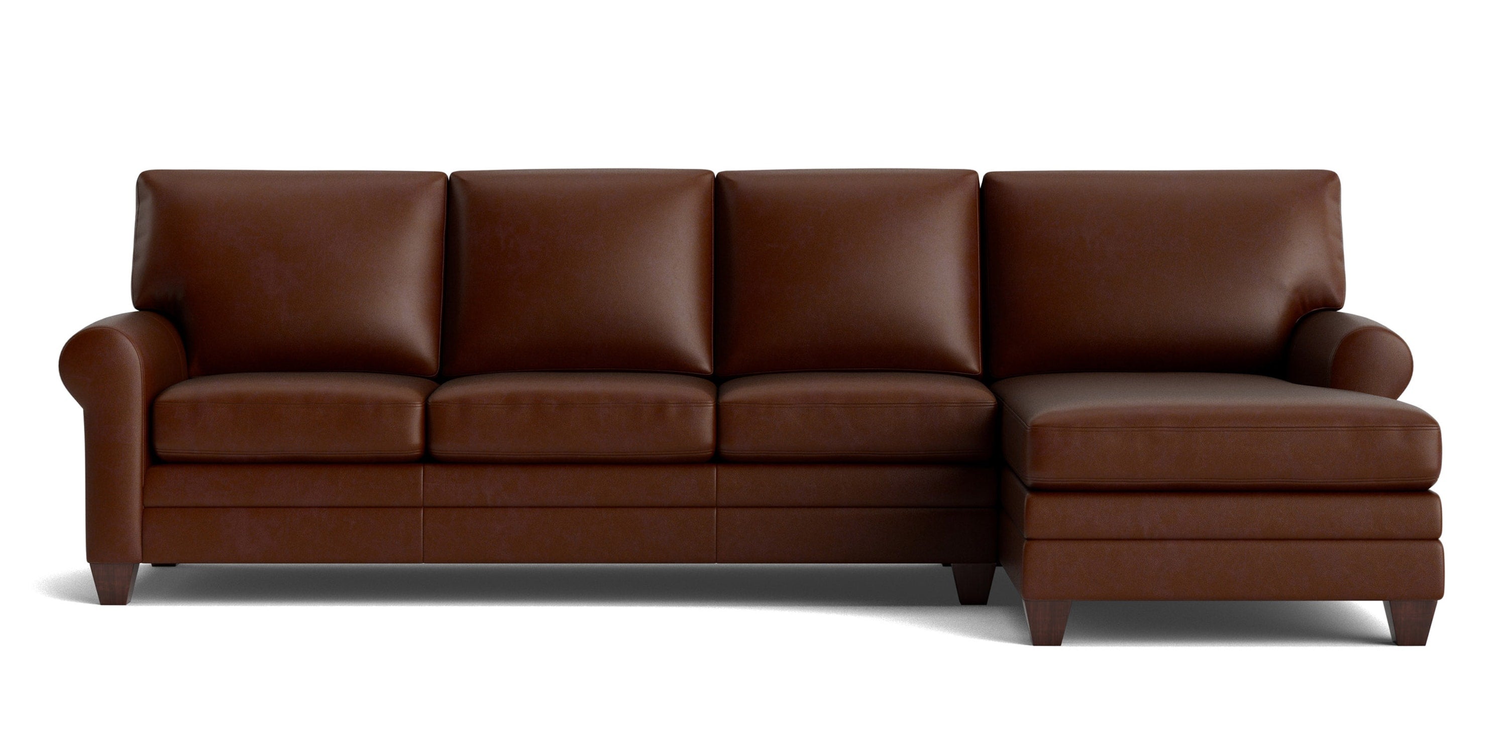 Carolina Leather Roll Arm Chaise Sectional Bassett