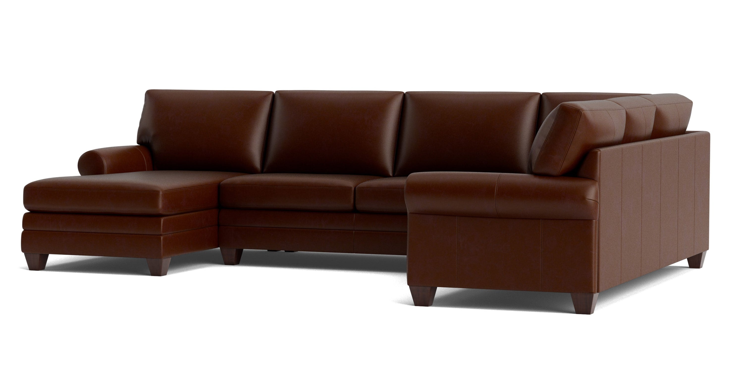 Carolina Leather Roll Arm U-Shaped Sectional Bassett
