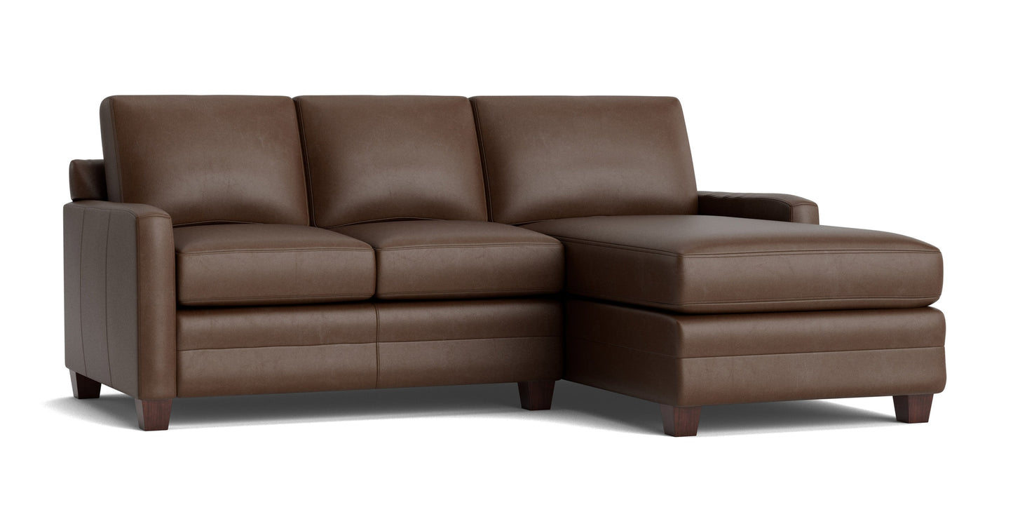 Carolina Leather Track Arm Chaise Sectional Bassett