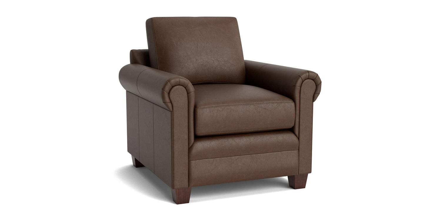 Carolina Leather Panel Arm Chair Bassett