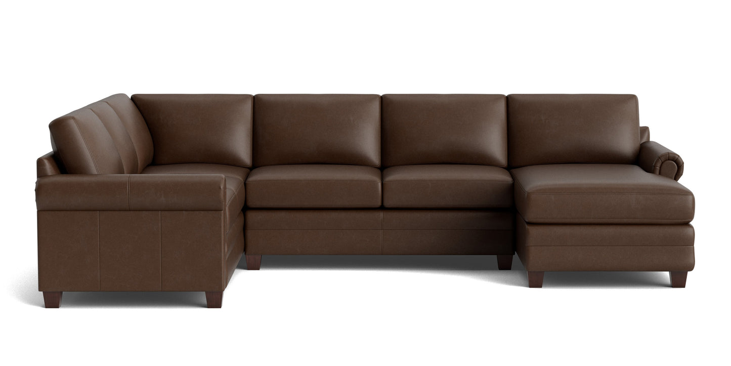 Carolina Leather Panel Arm U-Shaped Sectional Bassett