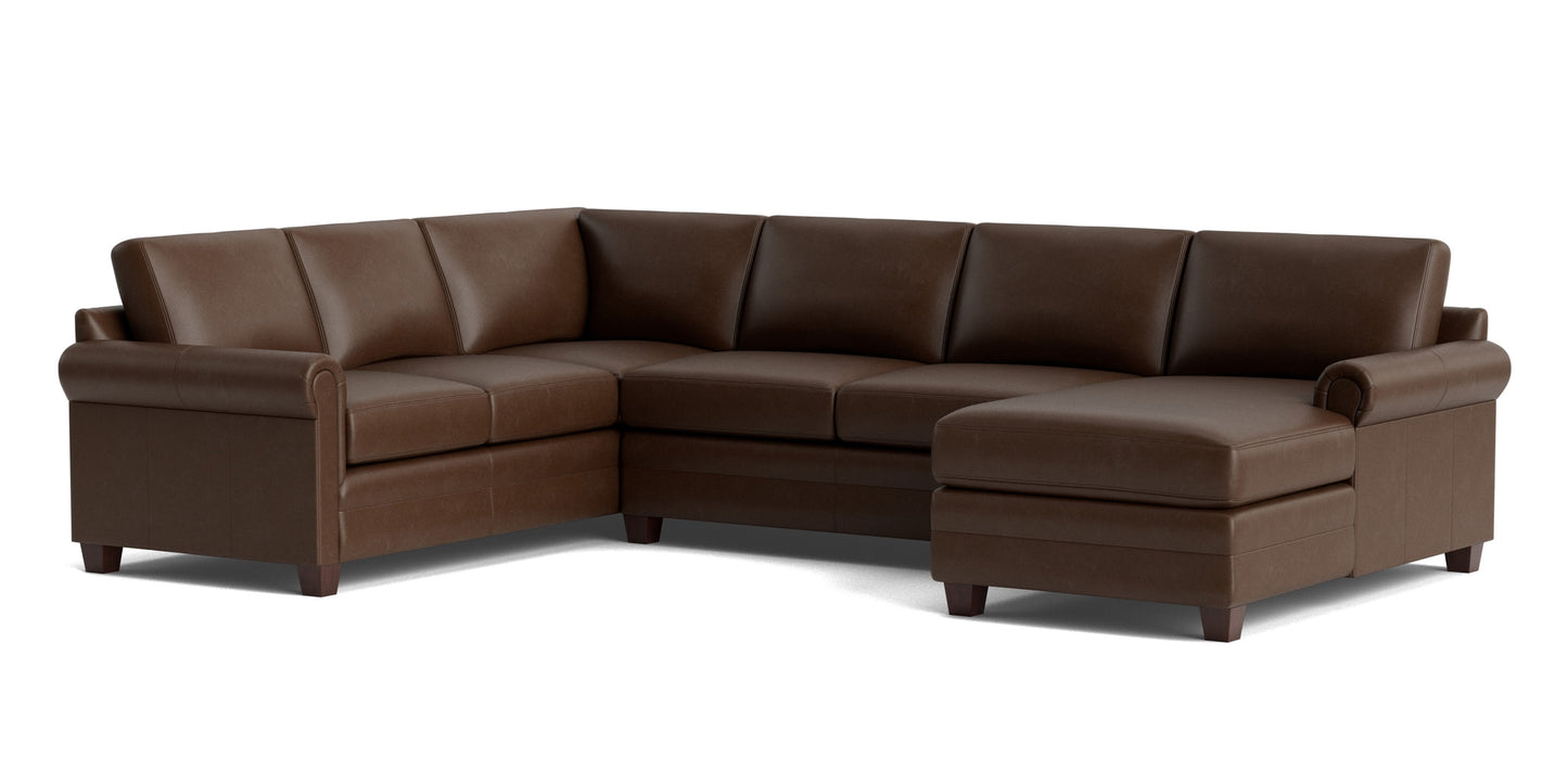 Carolina Leather Panel Arm U-Shaped Sectional Bassett