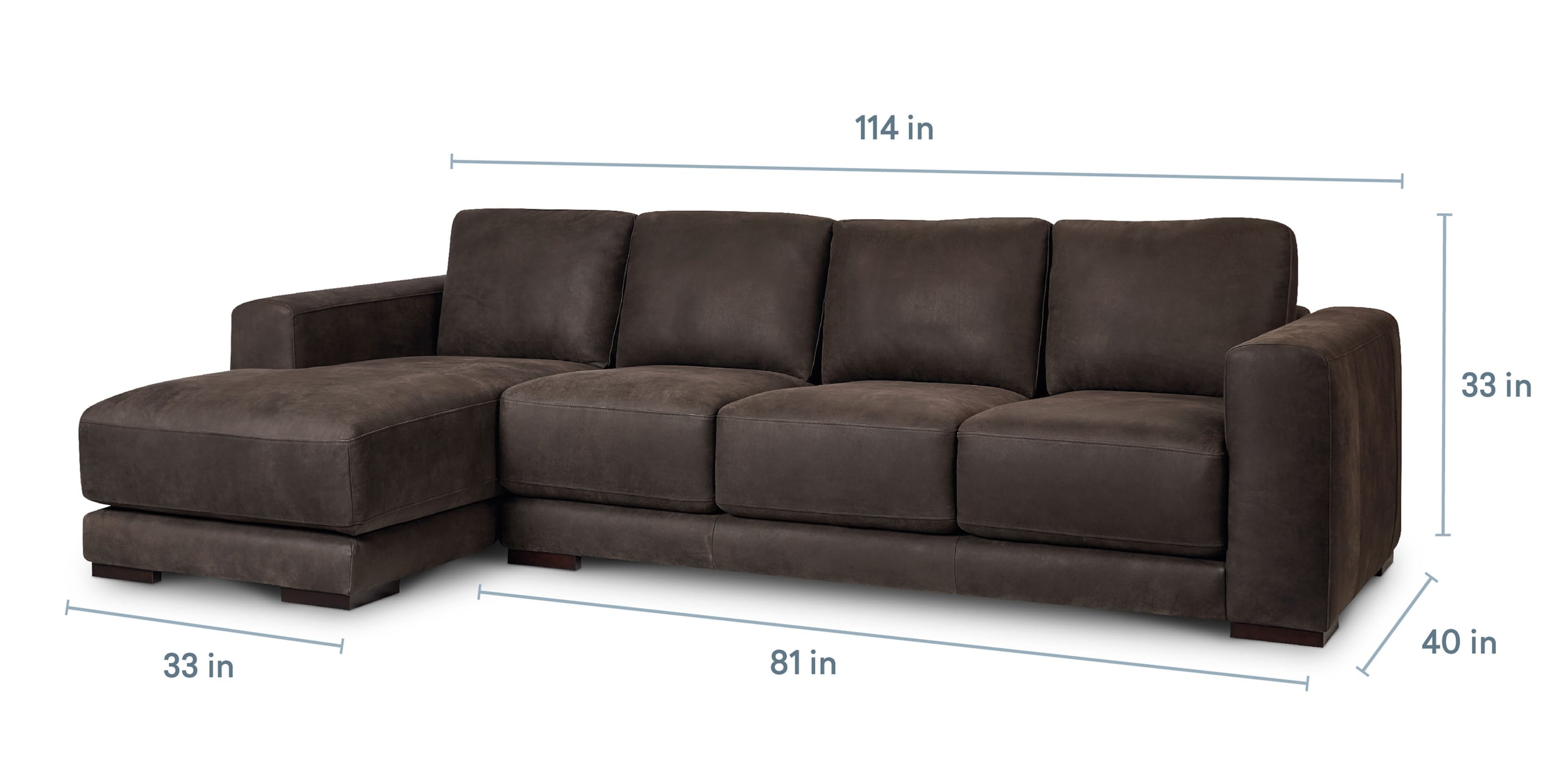 Cabo Leather Chaise Sectional Bassett
