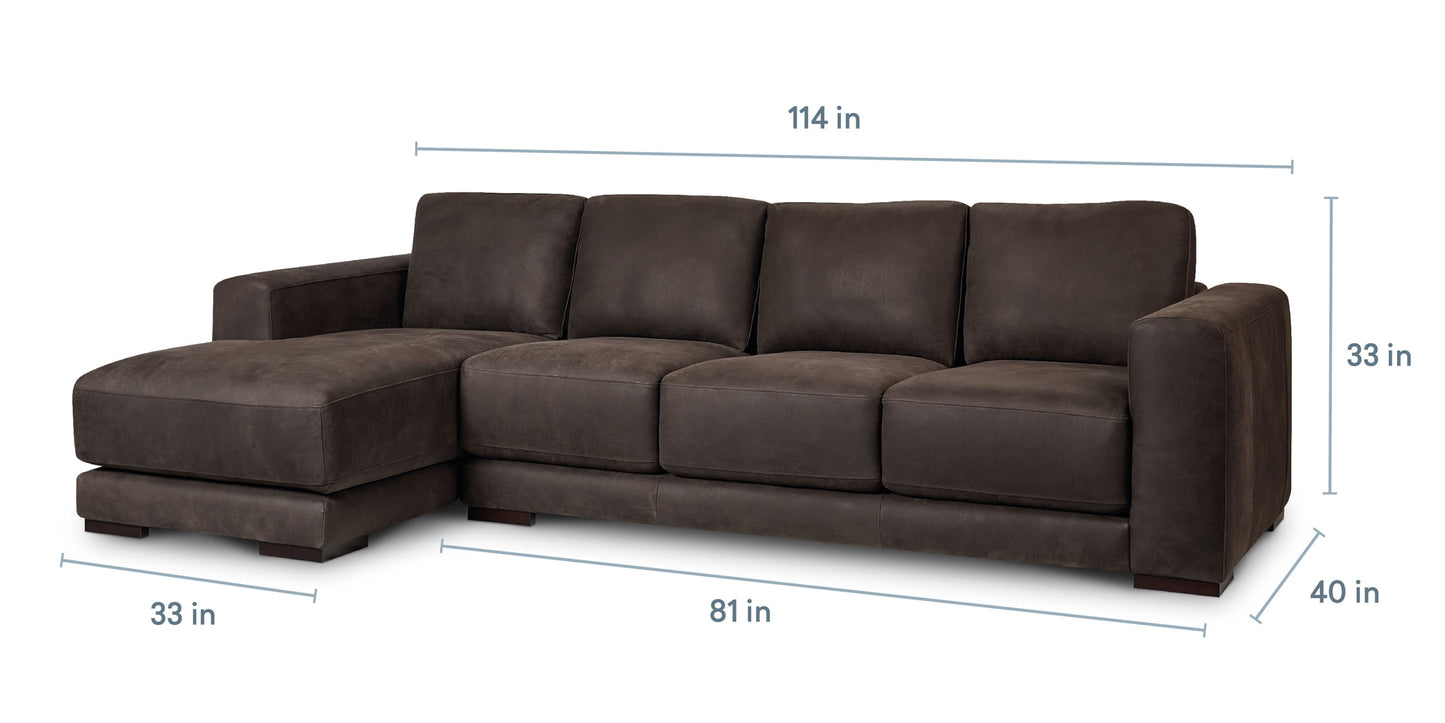 Cabo Leather Chaise Sectional Bassett