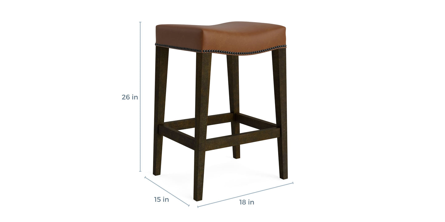 Vail Leather Saddle Counter Stool Bassett