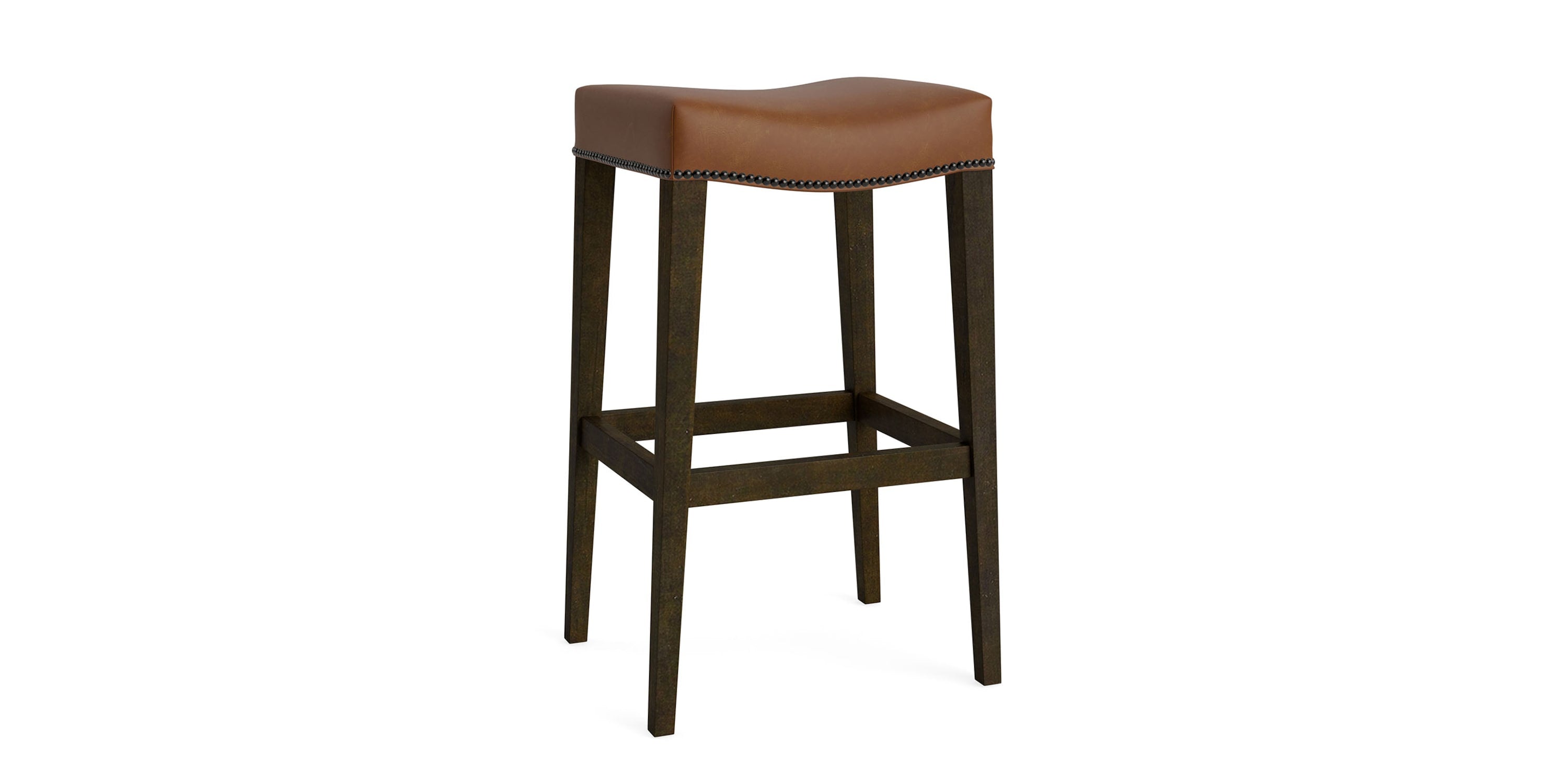 Vail Leather Saddle Bar Stool Bassett