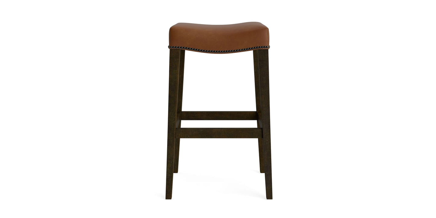 Vail Leather Saddle Bar Stool Bassett