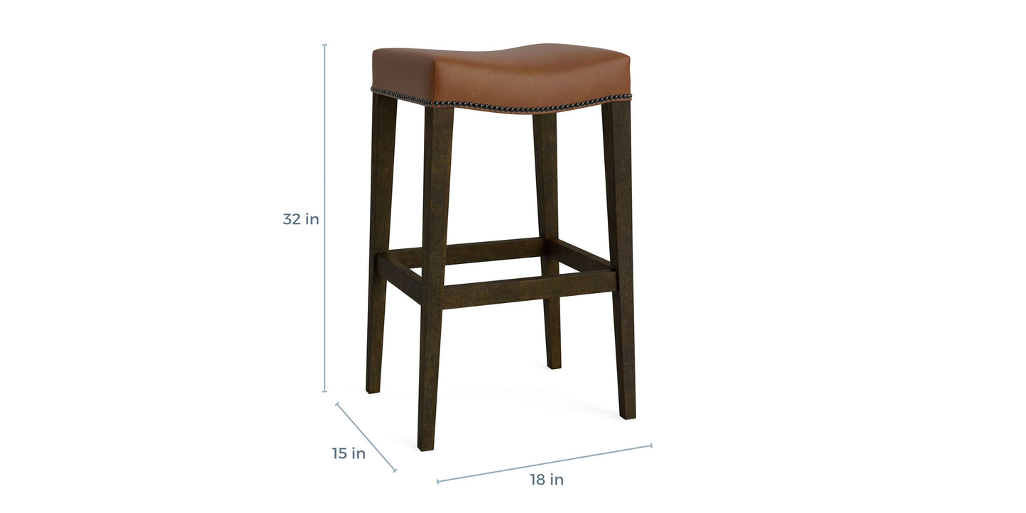 Vail Leather Saddle Bar Stool Bassett