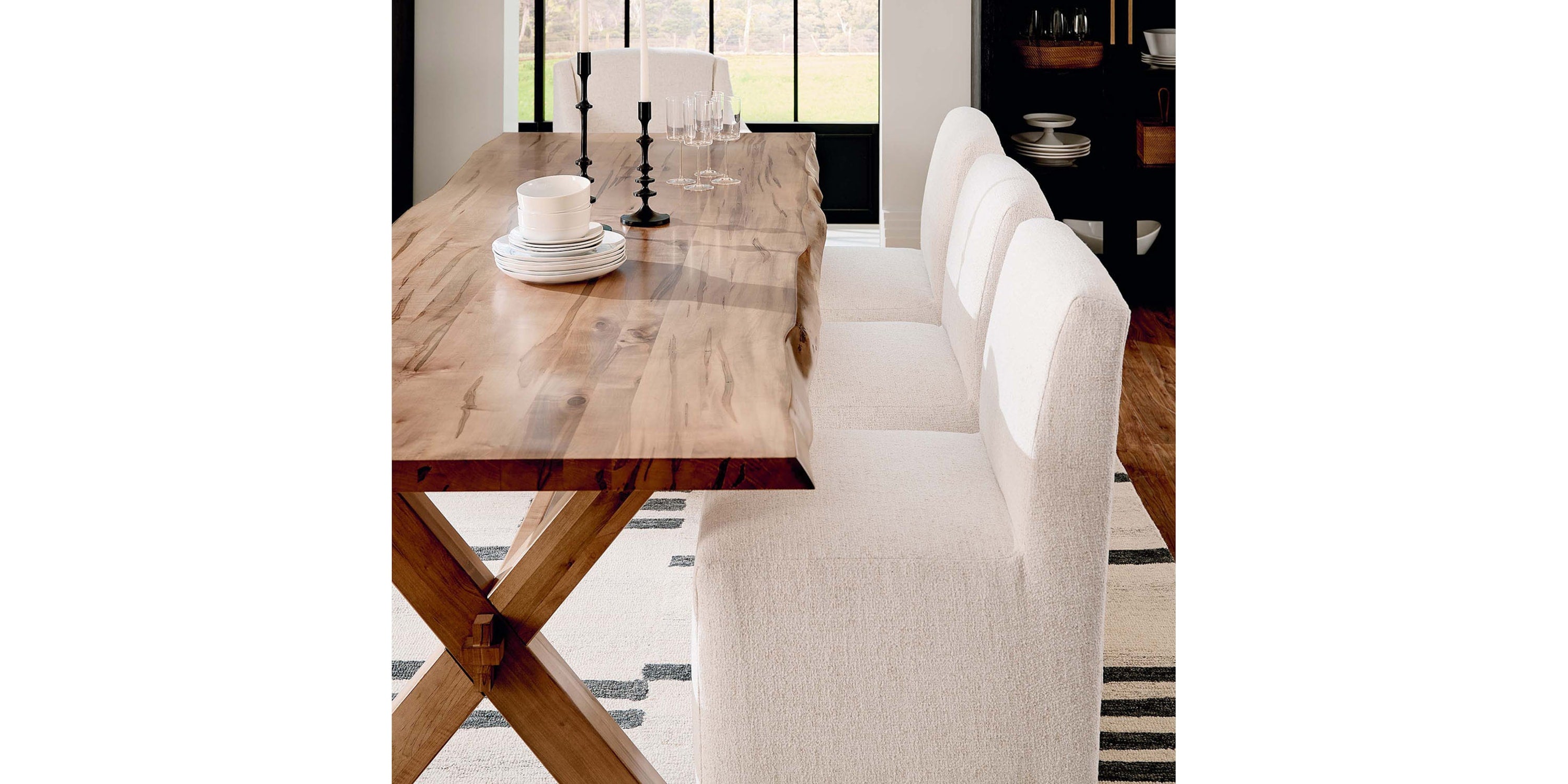 Banks Upholstered Dining Chair with Casters Bassett