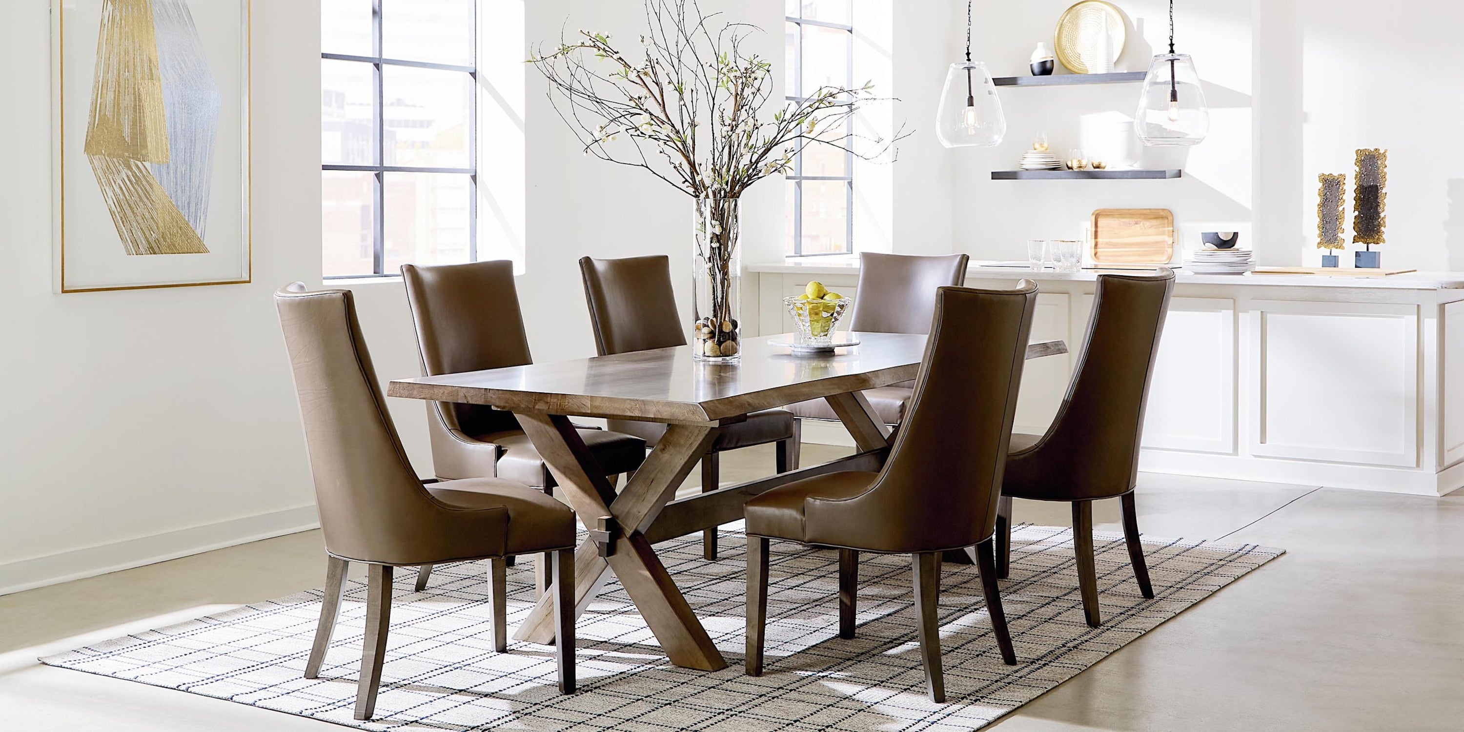 Crossbuck Live Edge Rectangle Dining Table Bassett