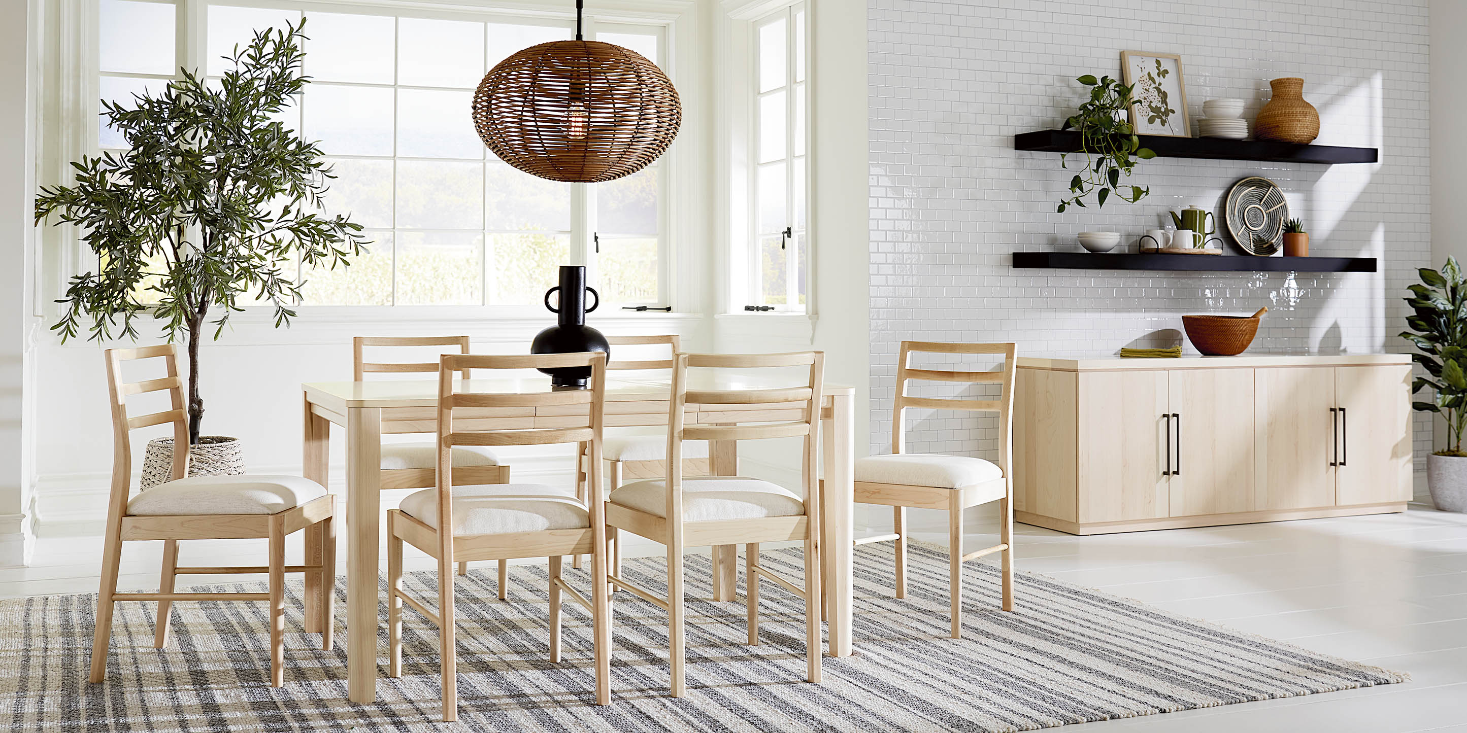 Bassett Spence 38" Square Dining Table — Leaf Options, Made in the USA — Natural finish