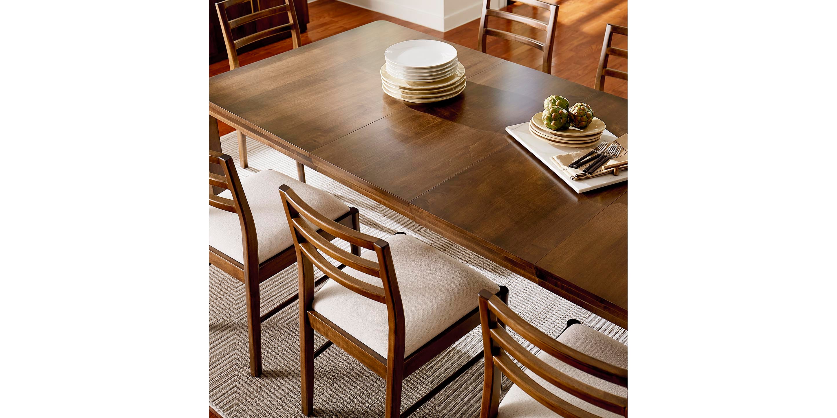 Bassett Spence 60" Maple Dining Table — Extends with Leaves, USA-Made — Sable finish