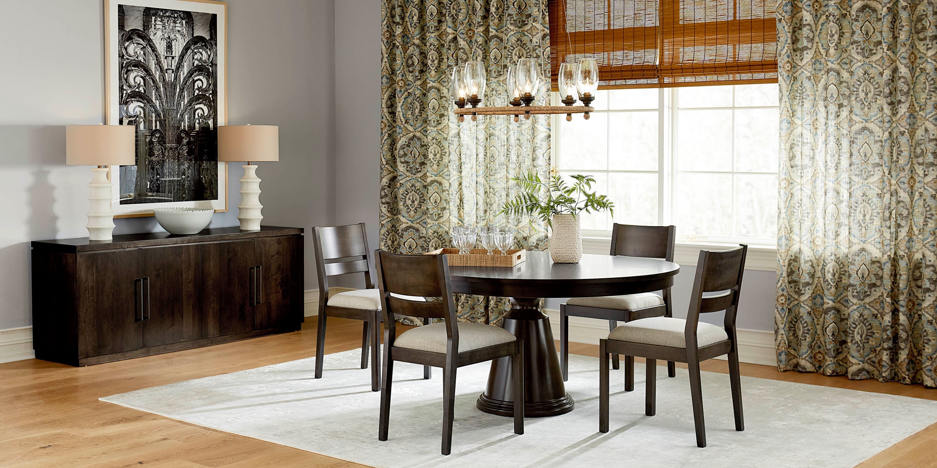 Origins Nichols Round Dining Table with Leaf Bassett