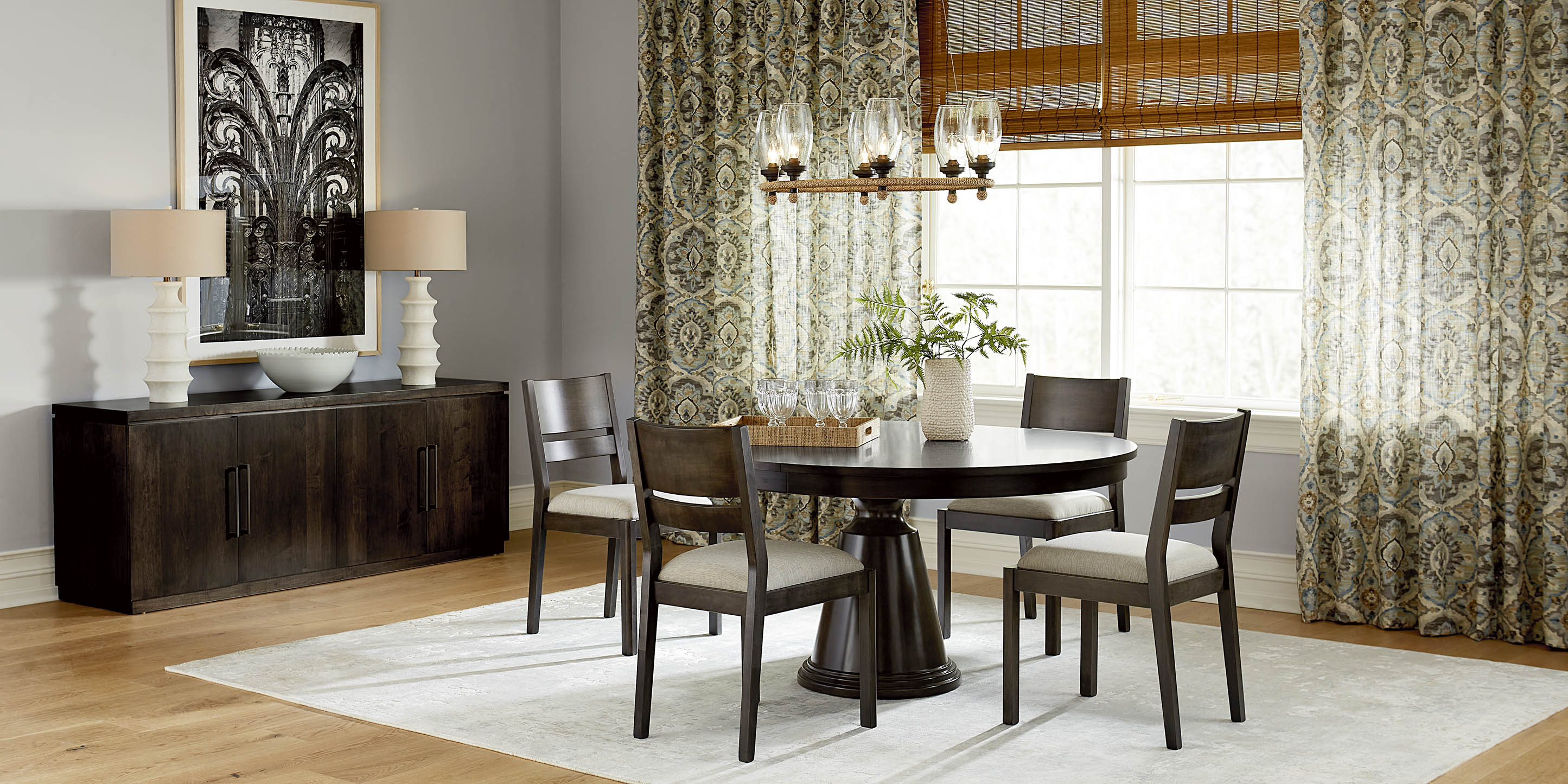 Bassett Spence 52" Round Table Top — With One Leaf, Made in the USA — Carbon finish