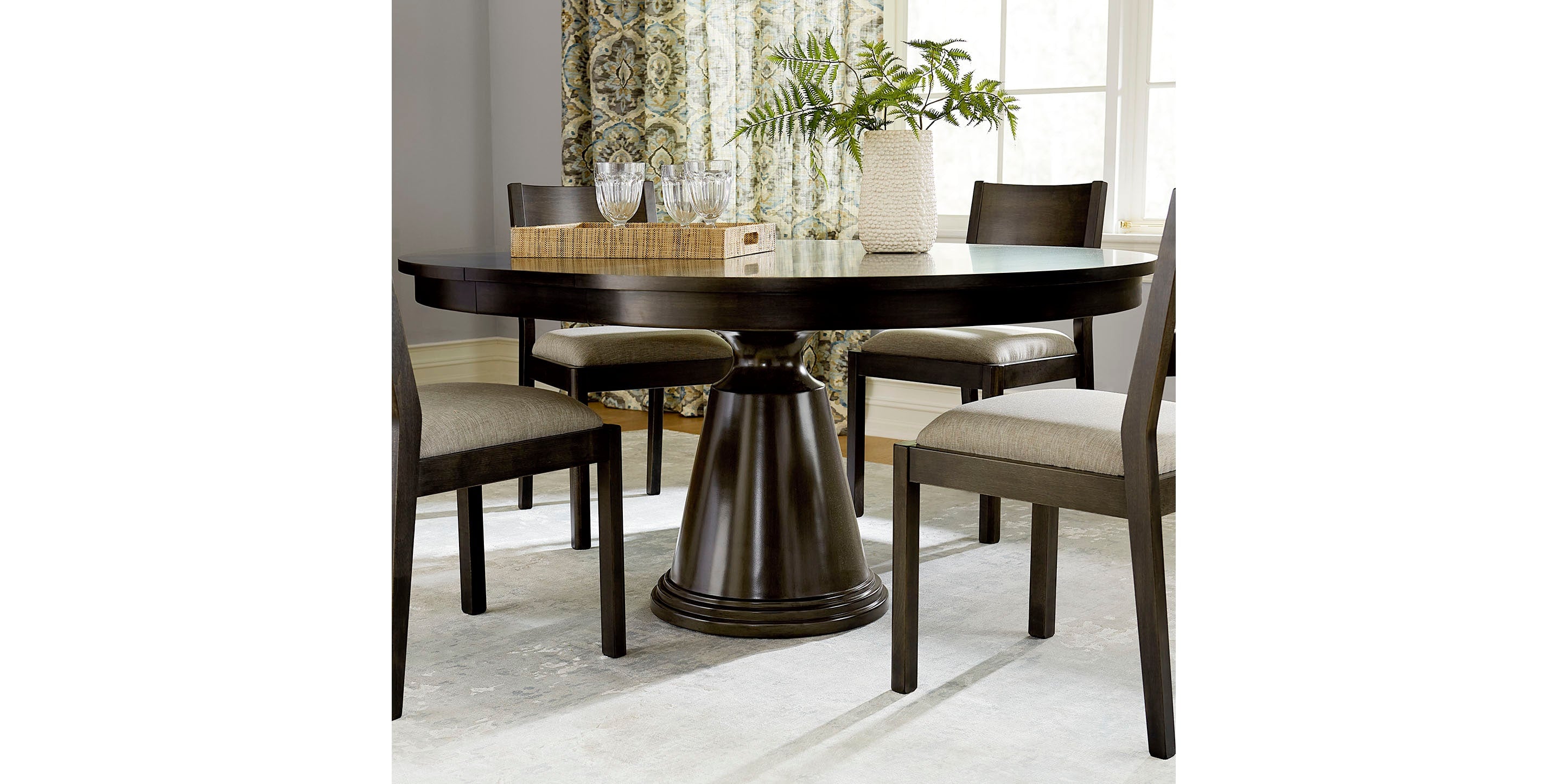 Bassett Spence 52" Round Table Top — With One Leaf, Made in the USA — Carbon finish
