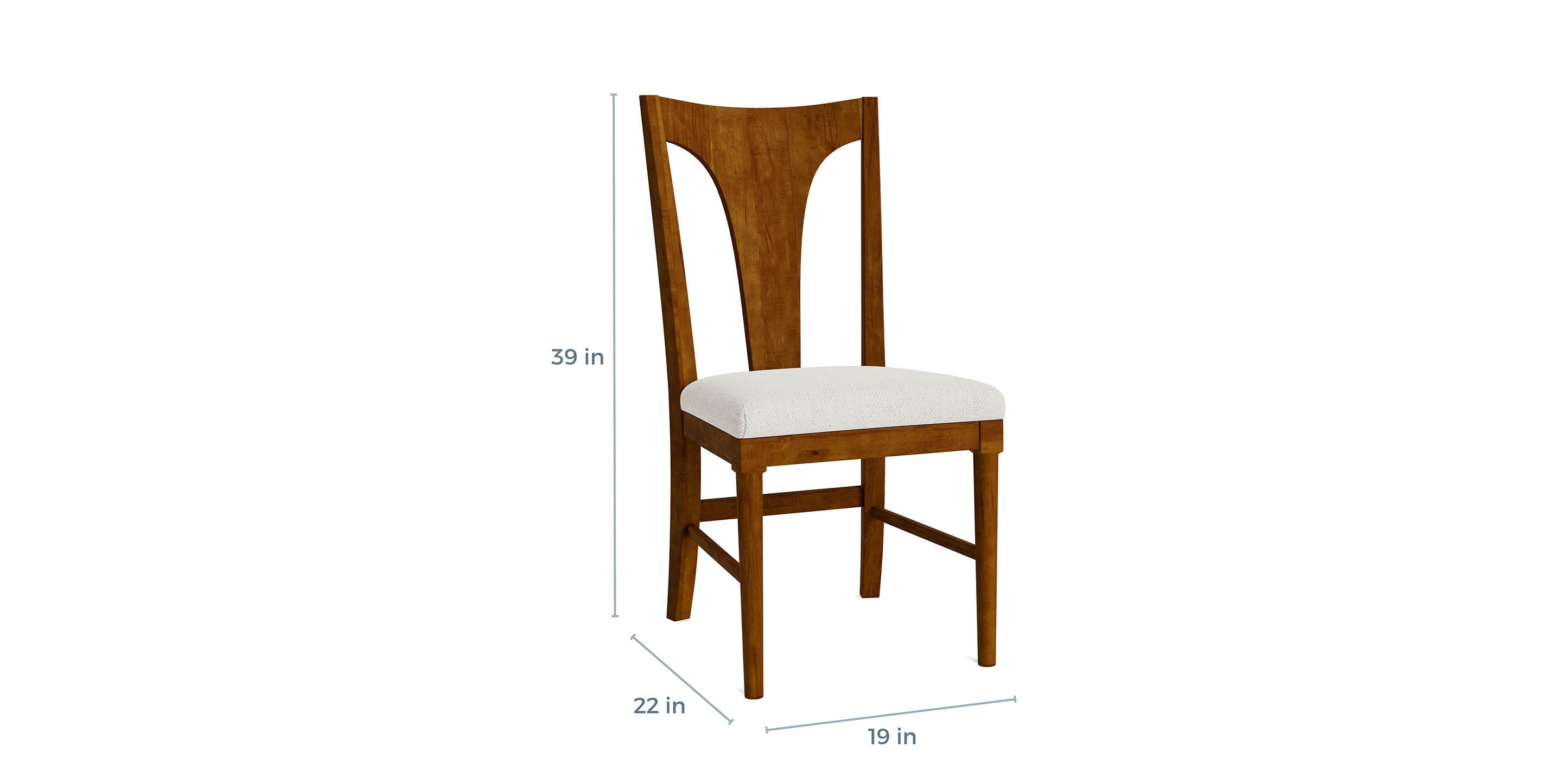 Bassett Hideaway Maple Side Chair — Wood, Fabric, or Leather Seat — dimensions