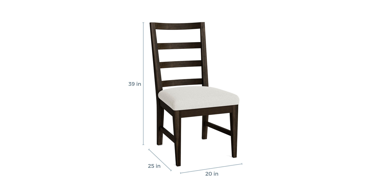 Bassett Hideaway Ladderback Side Chair — Wood or Fabric Seat — dimensions