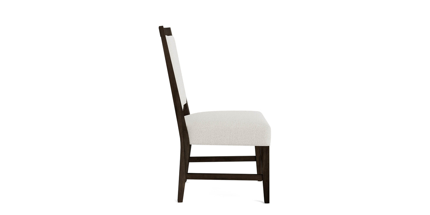 Bassett Hideaway Maple Ladderback Side Chair — Upholstered Fabric Seat
