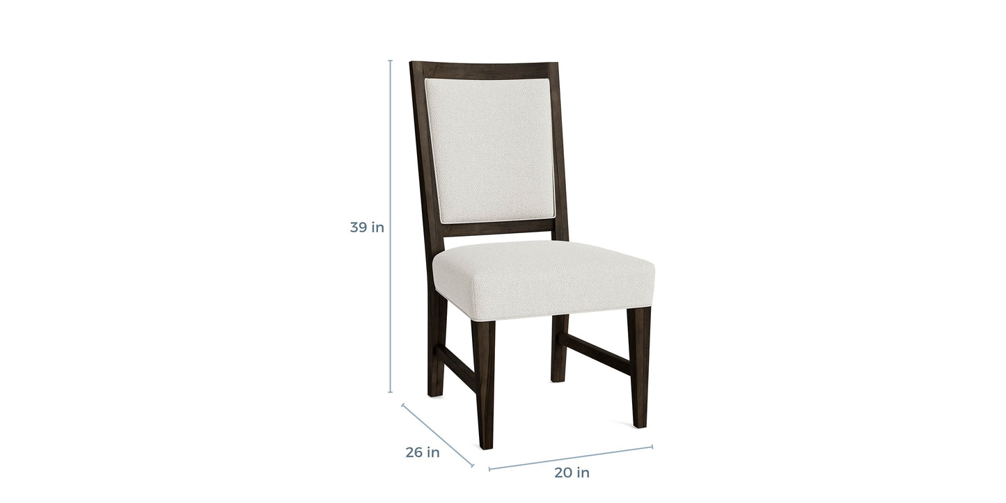 Bassett Hideaway Maple Ladderback Side Chair — Upholstered Fabric Seat — dimensions
