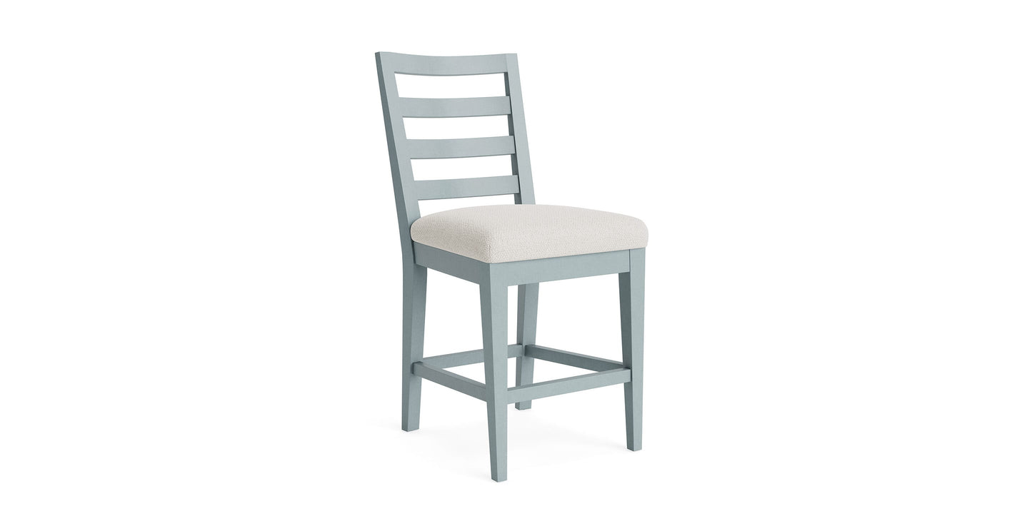 Bassett Hideaway Ladderback Counter Stool — Wood or Fabric Seat