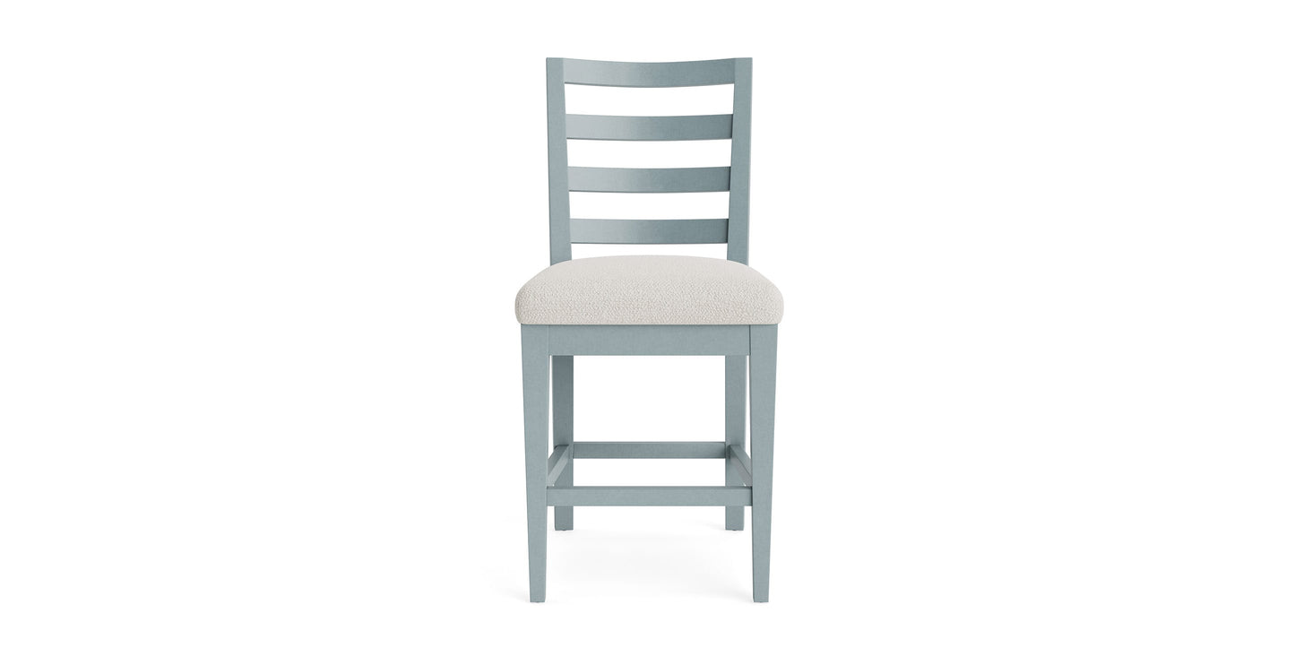 Bassett Hideaway Ladderback Counter Stool — Wood or Fabric Seat
