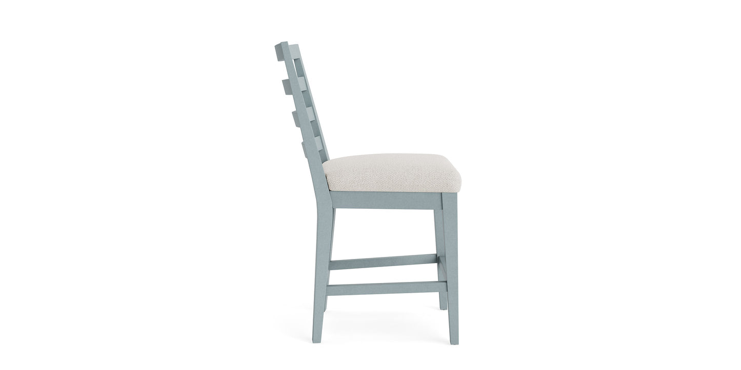 Bassett Hideaway Ladderback Counter Stool — Wood or Fabric Seat