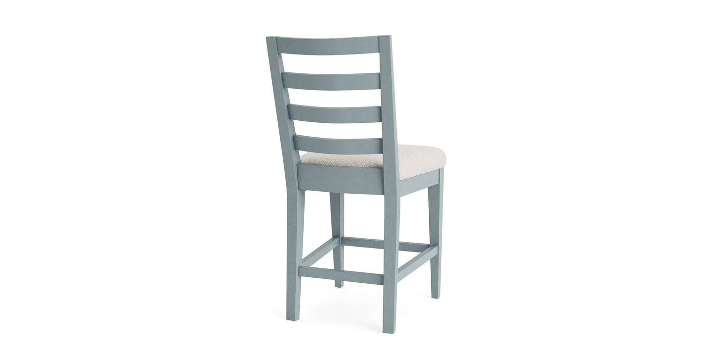 Bassett Hideaway Ladderback Counter Stool — Wood or Fabric Seat
