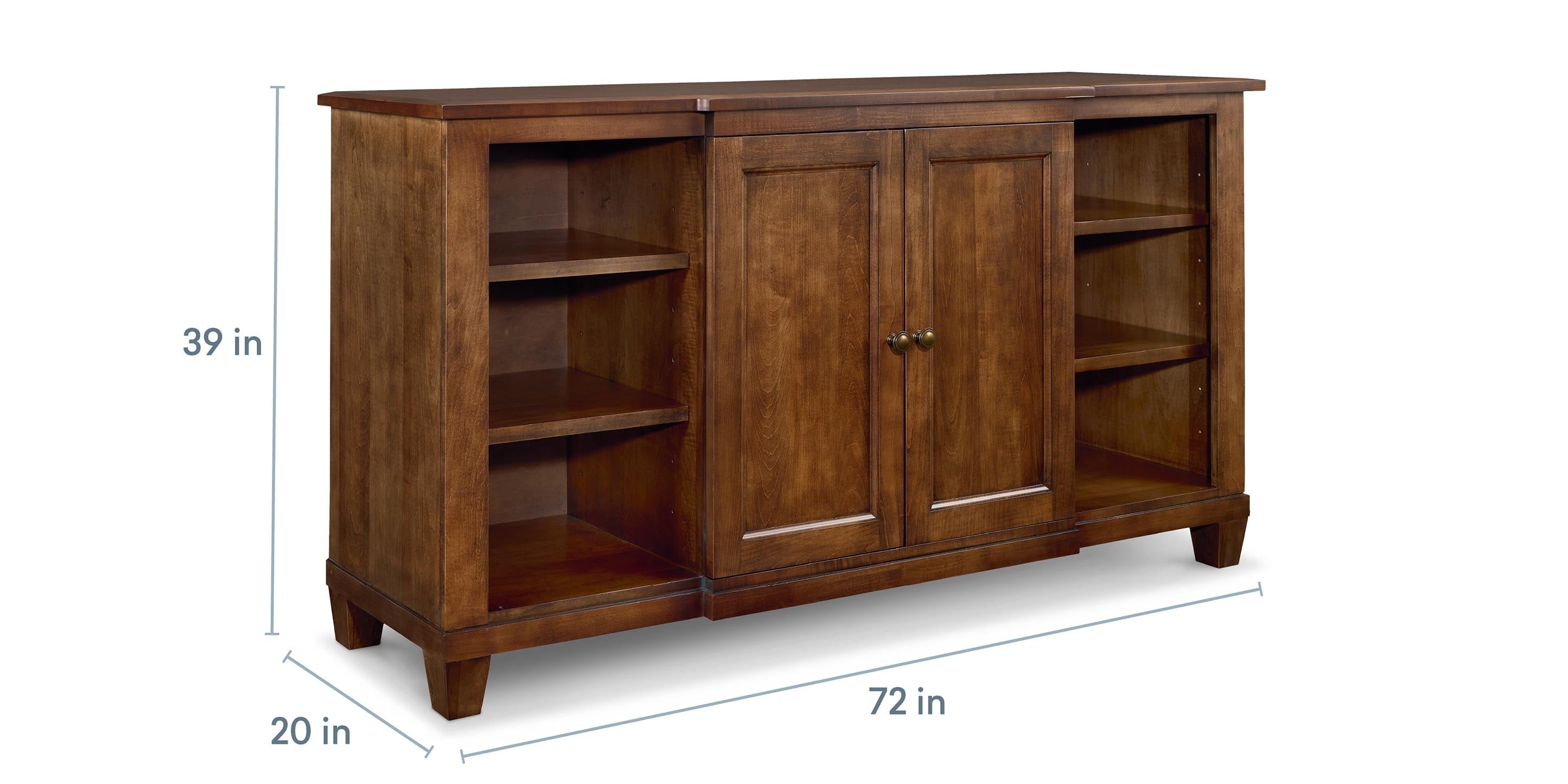 Bassett Hideaway Maple Buffet — Pivot Doors, Made in the USA — dimensions