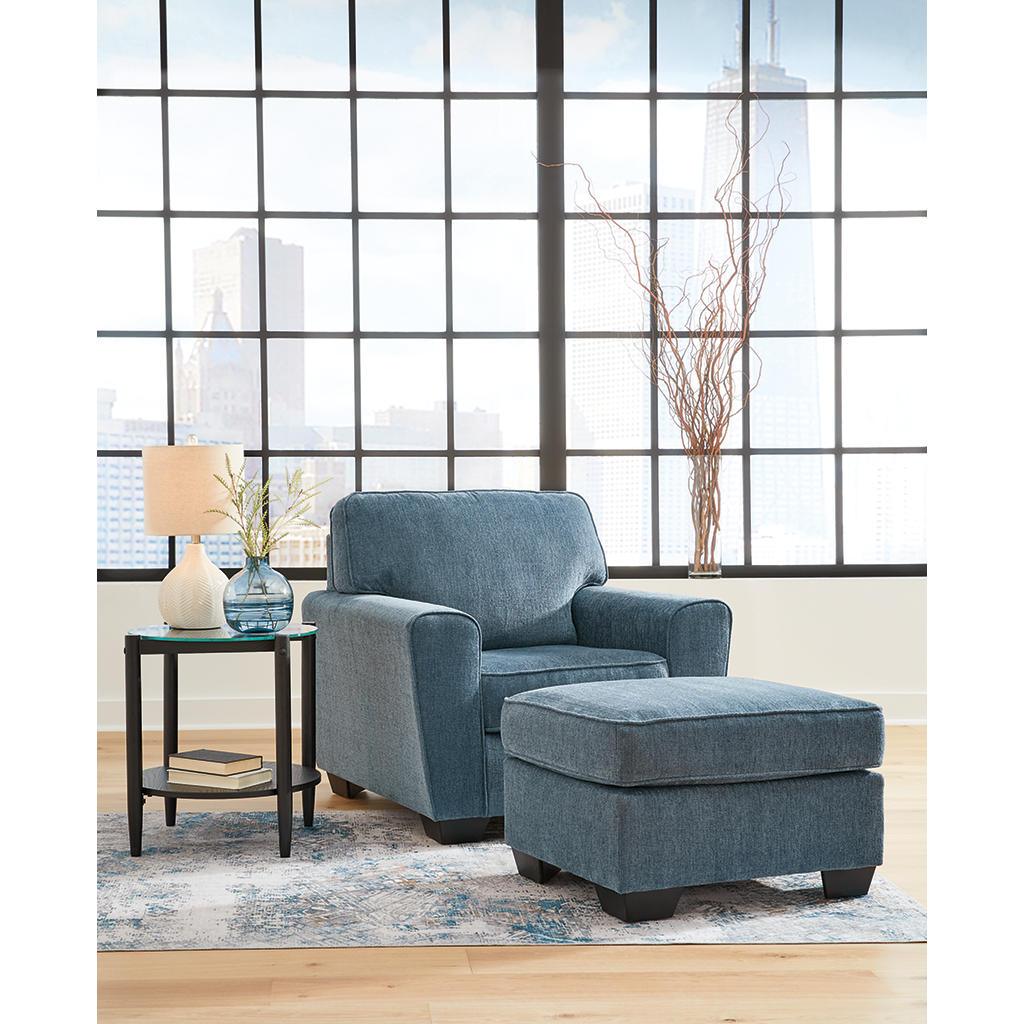 Cashton Chair and Ottoman Package — Blue Signature Design by Ashley® Uncategorized