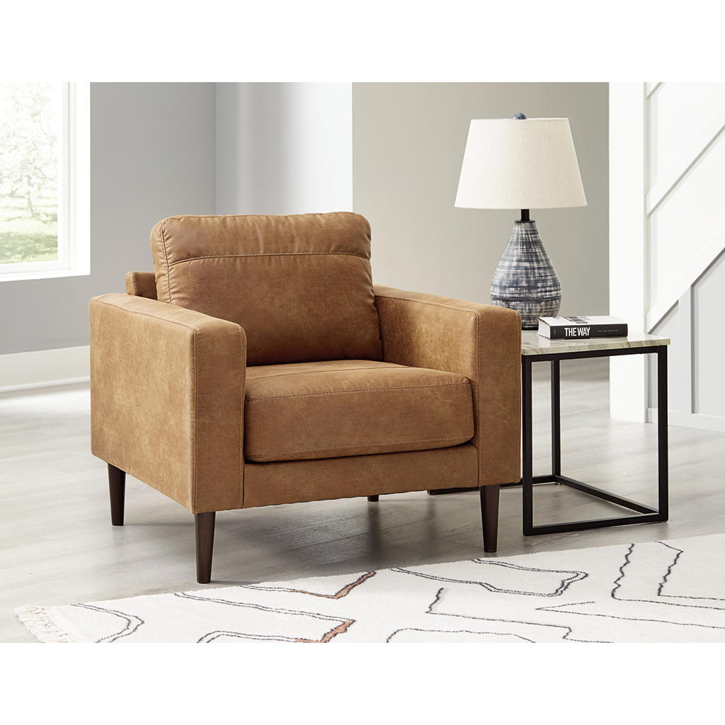 Telora Chair — Caramel Faux Leather Retro Signature Design by Ashley® Living Room