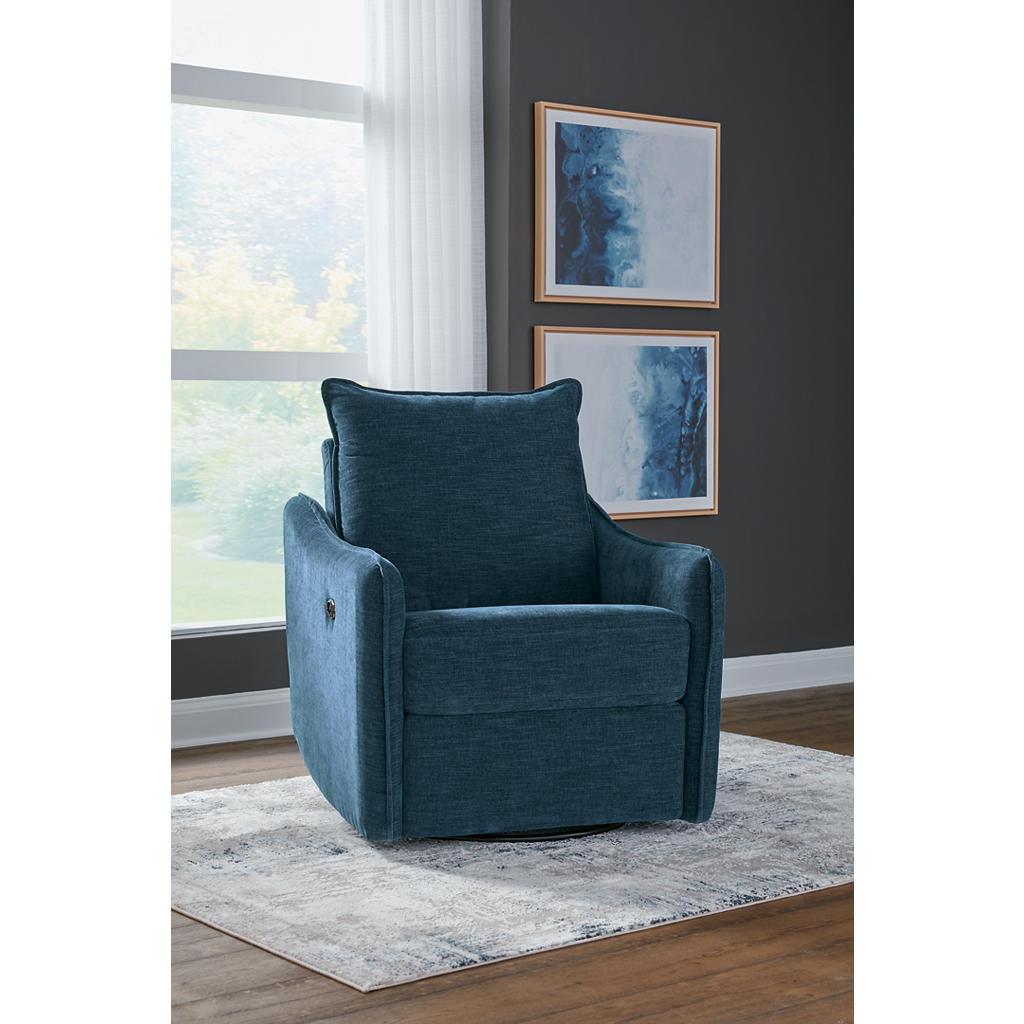 McBurg Swivel Power Recliner — Navy with Zero-Draw USB Signature Design by Ashley® Living Room