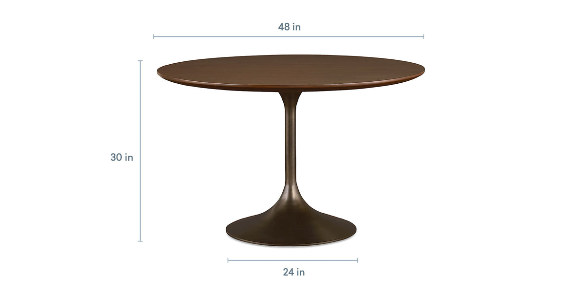 Bassett Copenhagen 60" Round Dining Table Base — Espresso Walnut Bassett Dining Table