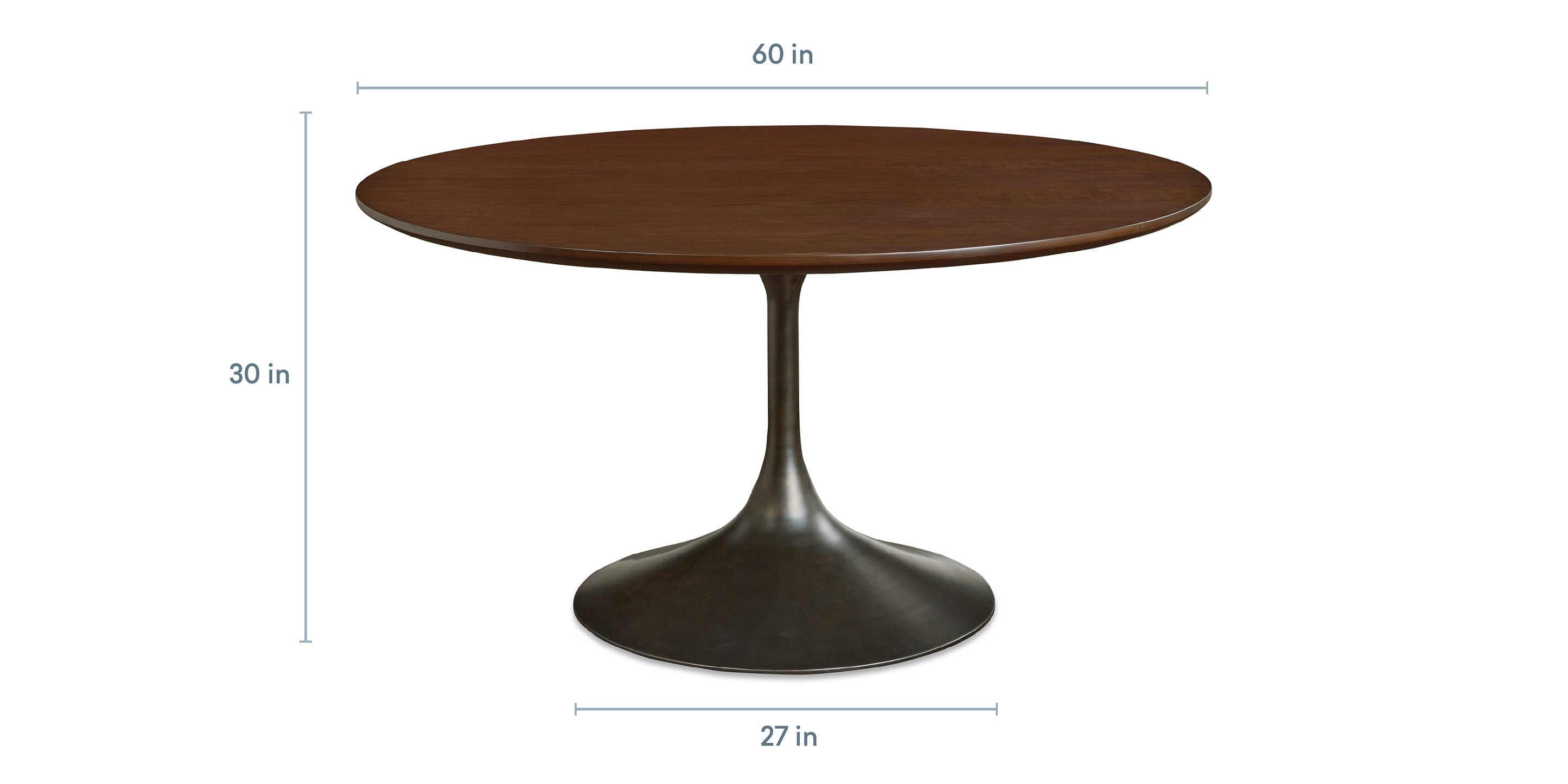 Bassett Copenhagen 60" Round Table — Seats Six, Danish Modern Bassett Dining Table