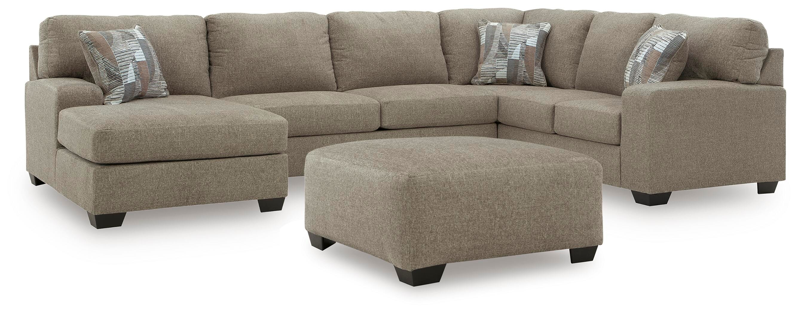 Newellen 3-Piece Sectional and Oversized Ottoman — Wedge Corner Benchcraft® Living Room