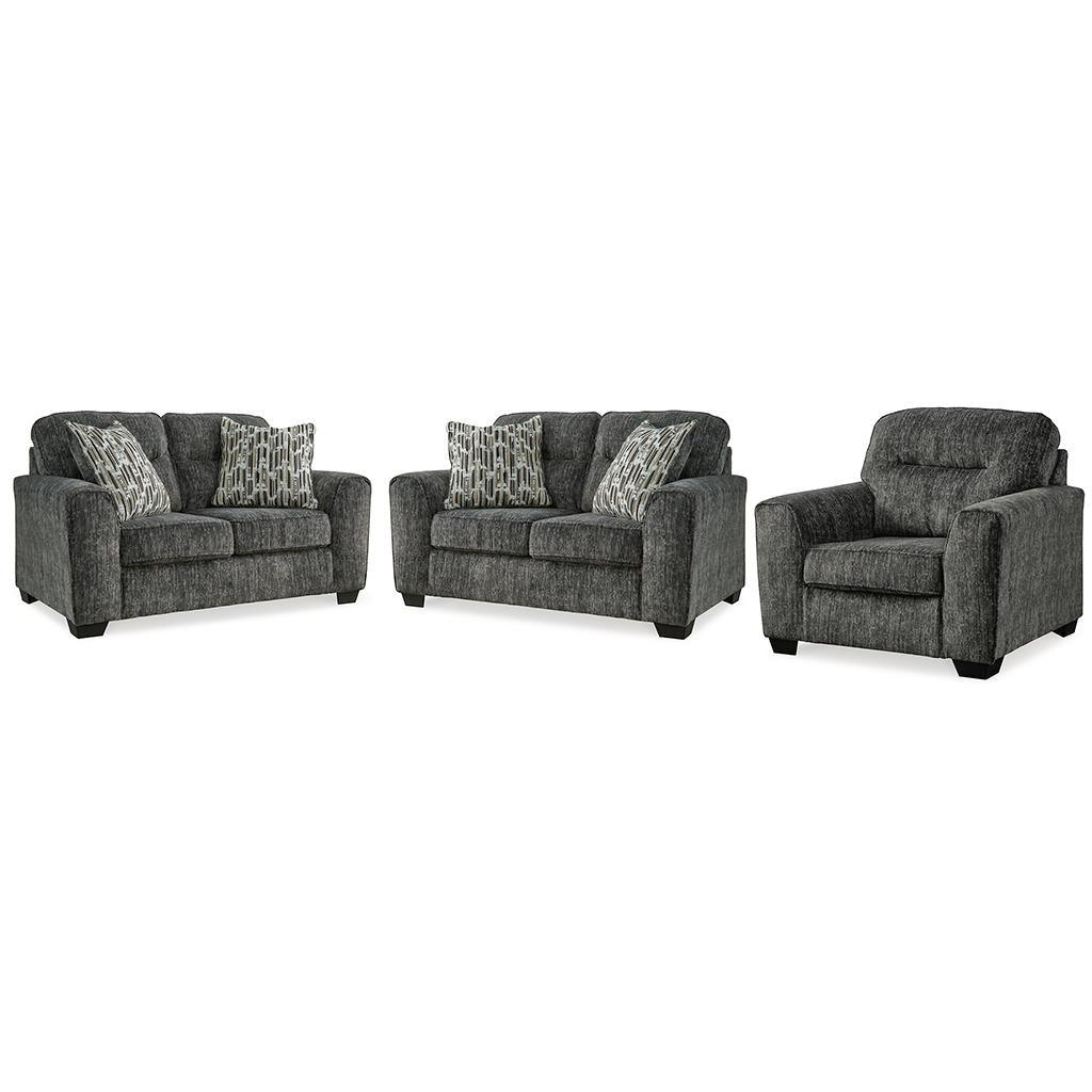 Lonoke 2 Loveseats and Chair — Gunmetal 3-Piece Seating Group Signature Design by Ashley® Uncategorized