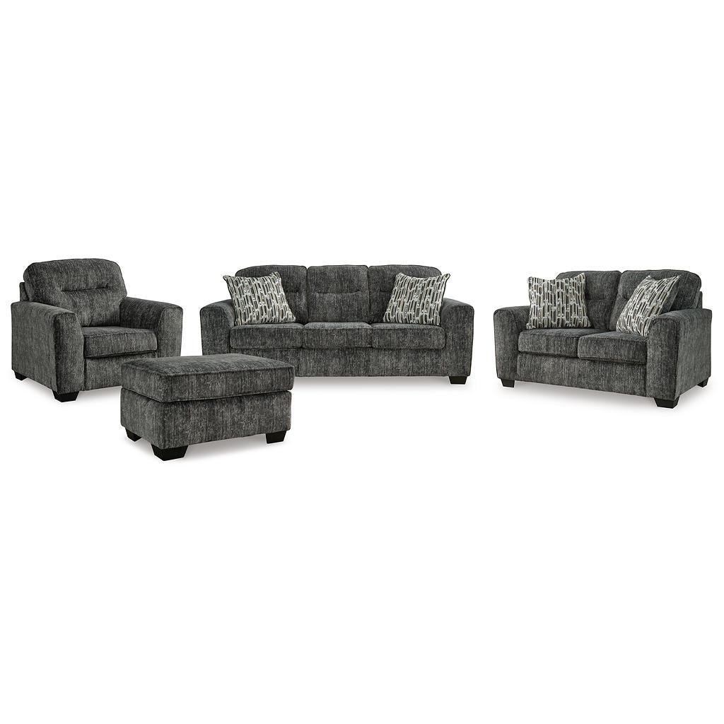 Lonoke Sofa, Loveseat, Oversized Chair and Ottoman — Gunmetal Signature Design by Ashley® Uncategorized