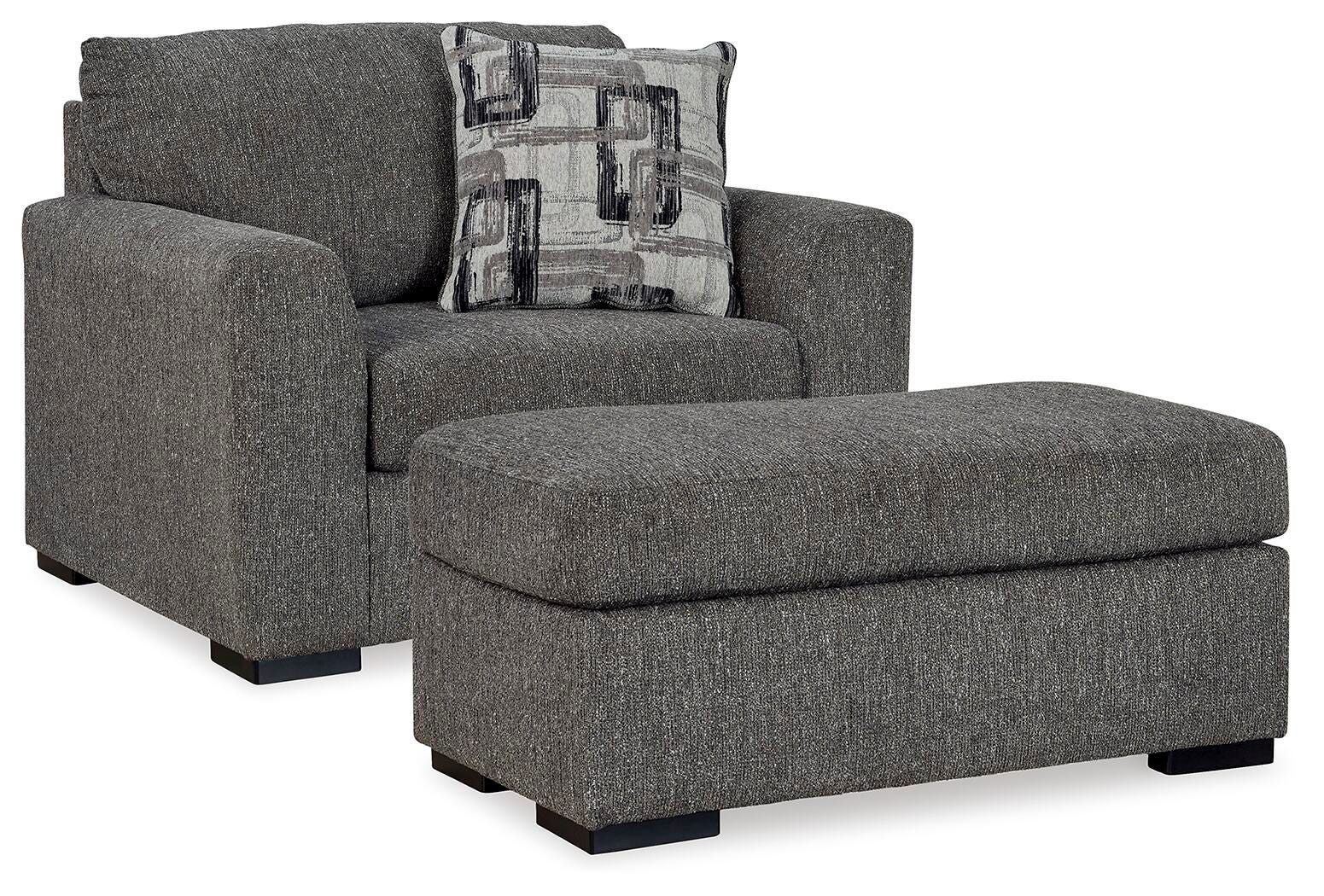 Gardiner Oversized Chair and Ottoman — Pewter 2-Piece Set Ashley Living Room