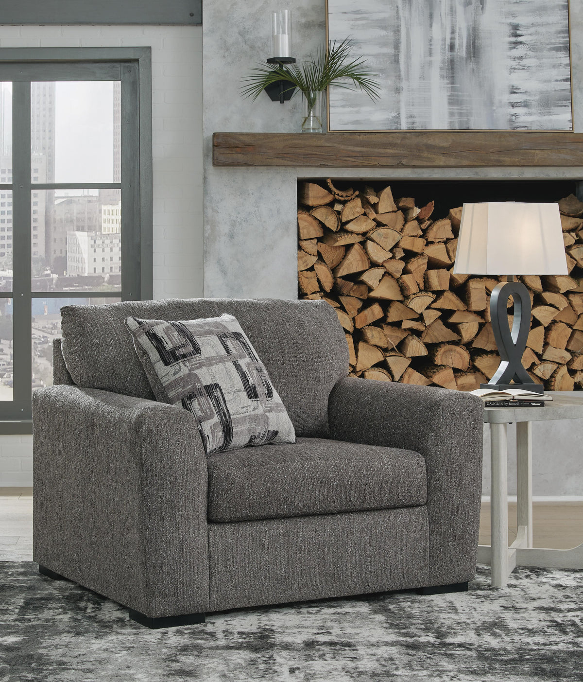 Gardiner Oversized Chair and Ottoman — Pewter 2-Piece Set Ashley Living Room