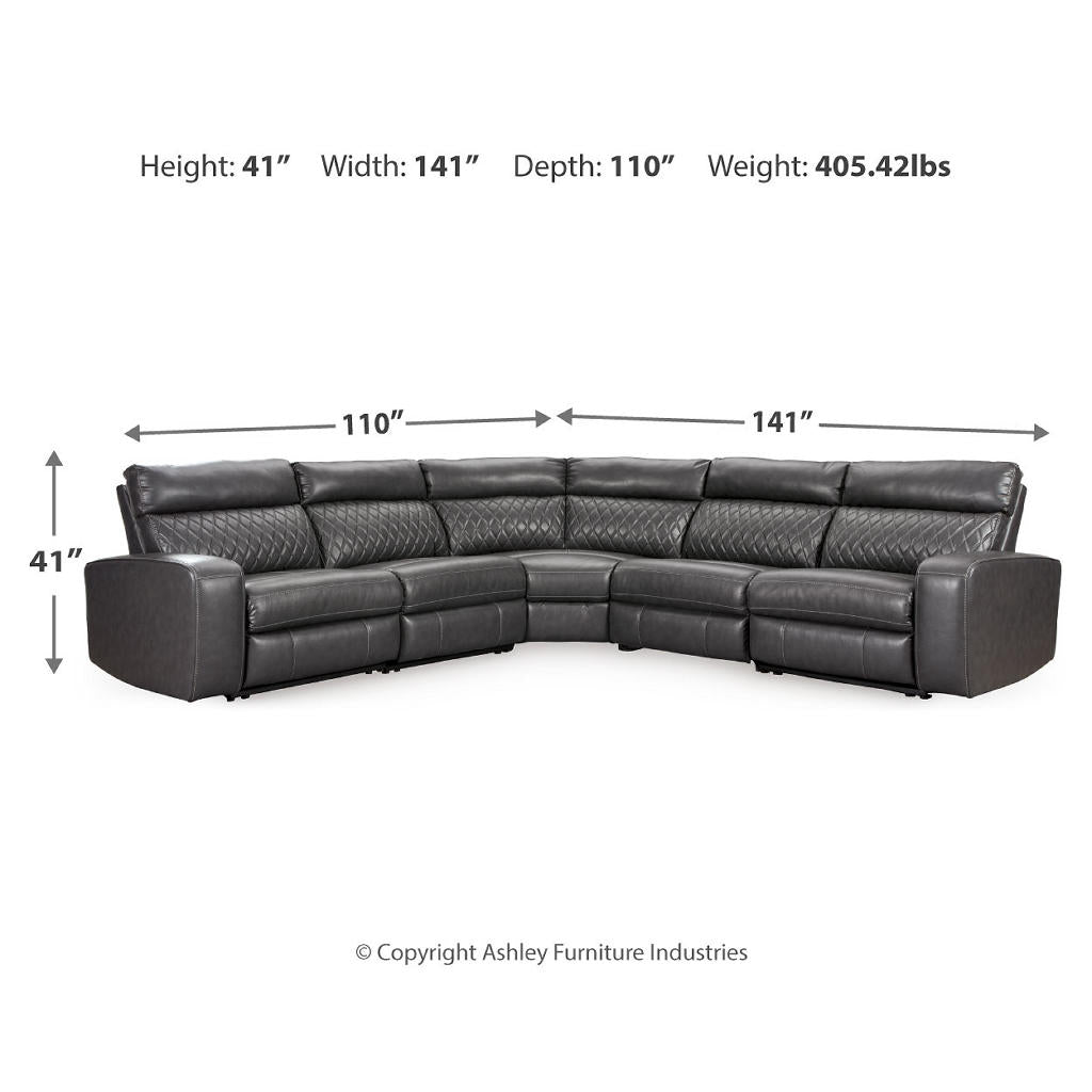 Samperstone 5-Piece Power Reclining Sectional Signature Design by Ashley® Living Room