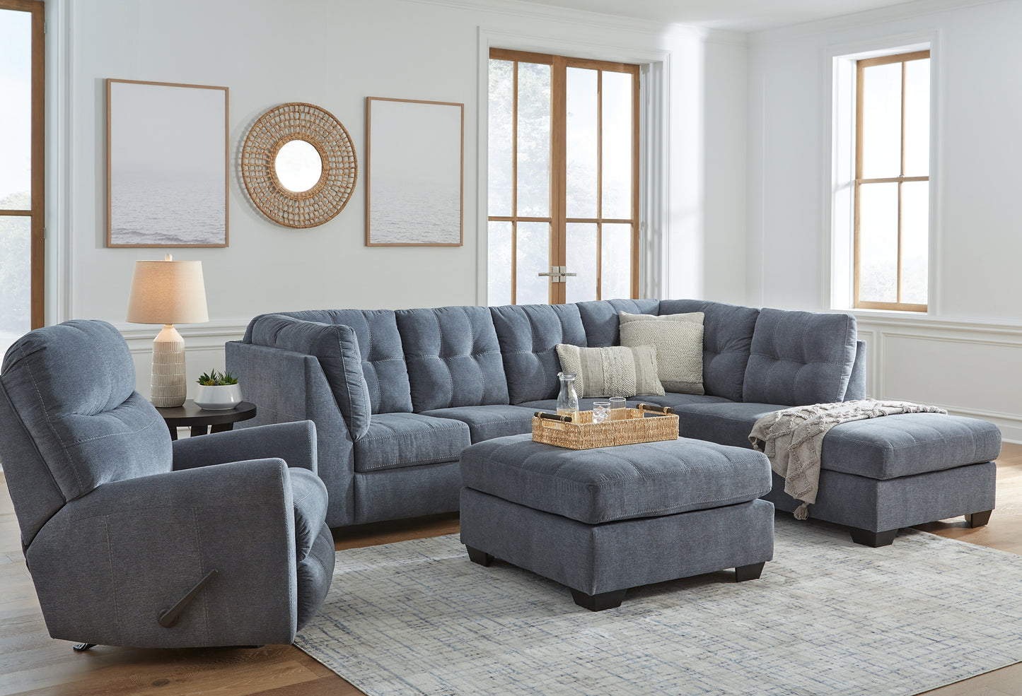 Marleton 2-Piece Sleeper Sectional, Recliner and Oversized Accent Ottoman