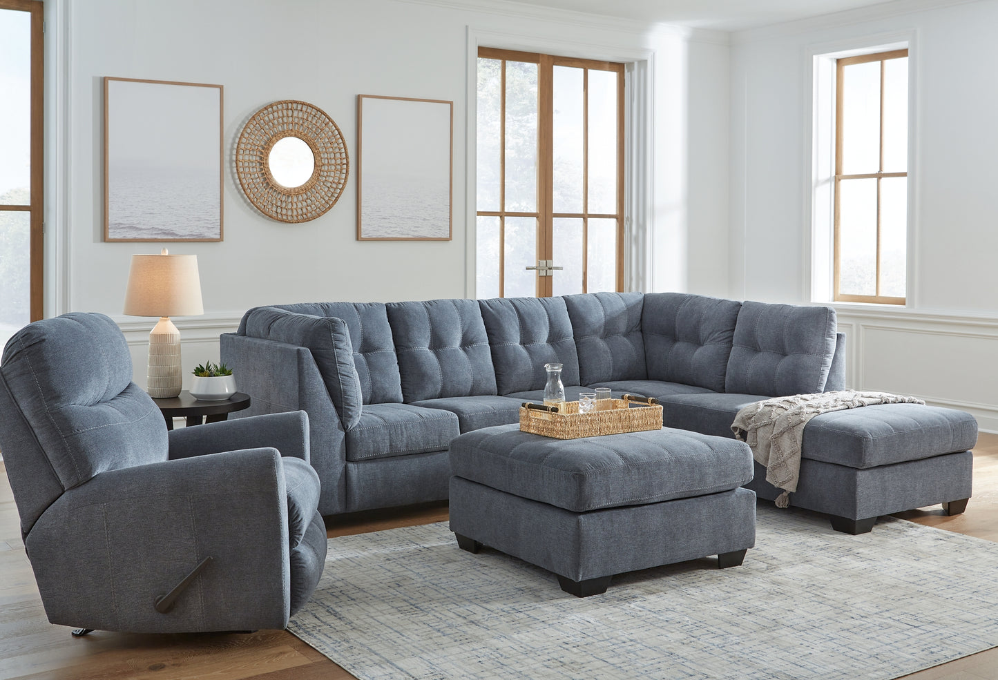 Marleton 2-Piece Sleeper Sectional, Recliner and Oversized Accent Ottoman