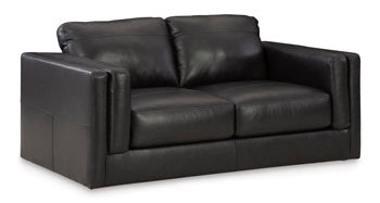 Amiata Loveseat — Onyx Waxed Leather at Compact Scale Signature Design by Ashley® Living Room