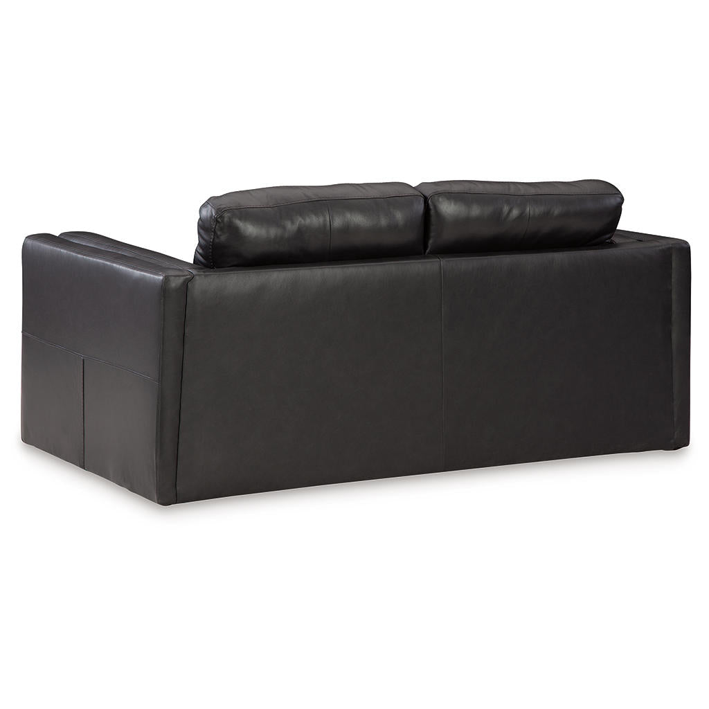 Amiata Loveseat — Onyx Waxed Leather at Compact Scale Signature Design by Ashley® Living Room