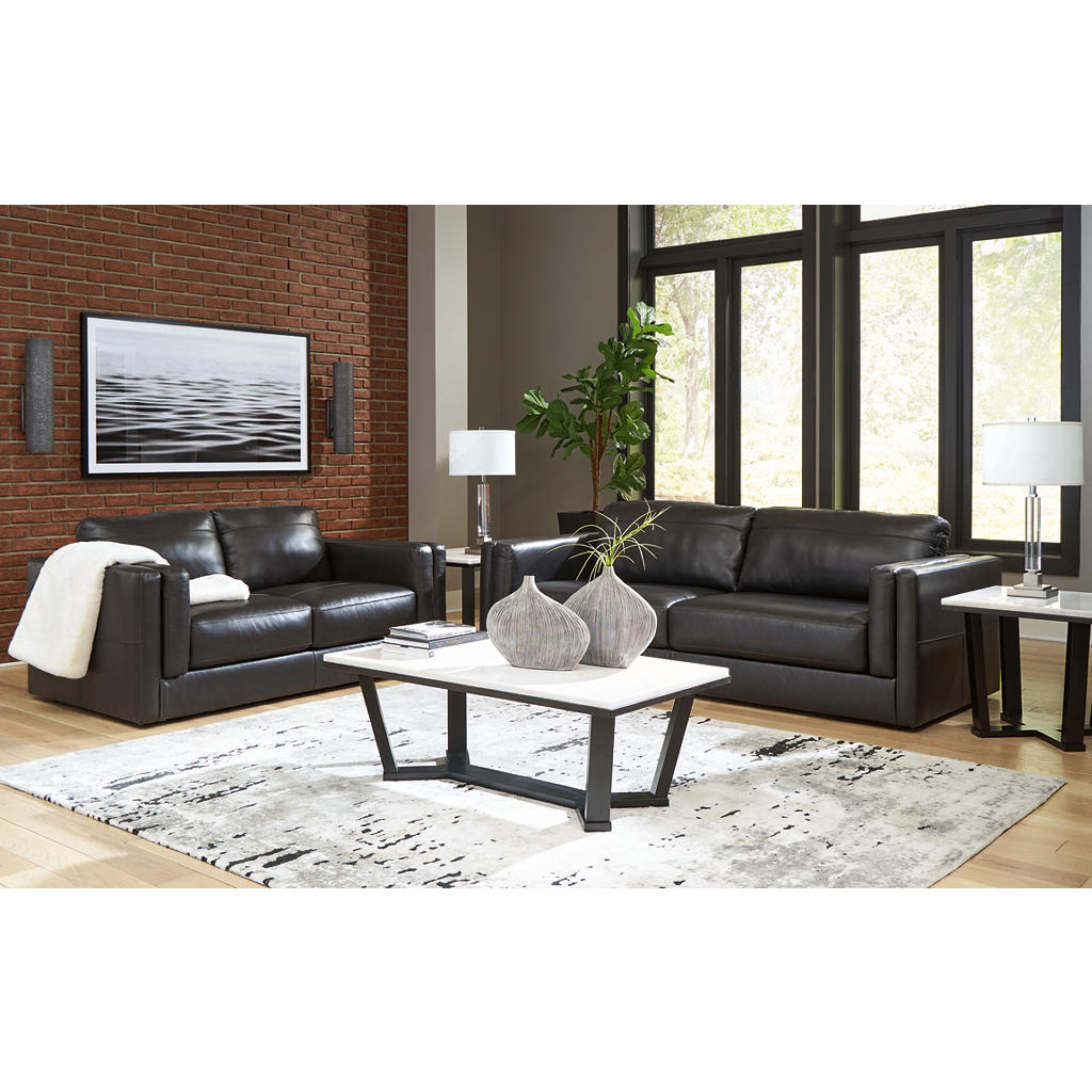 Amiata Sofa and Loveseat — Onyx Leather Pair, One Number Signature Design by Ashley® Uncategorized