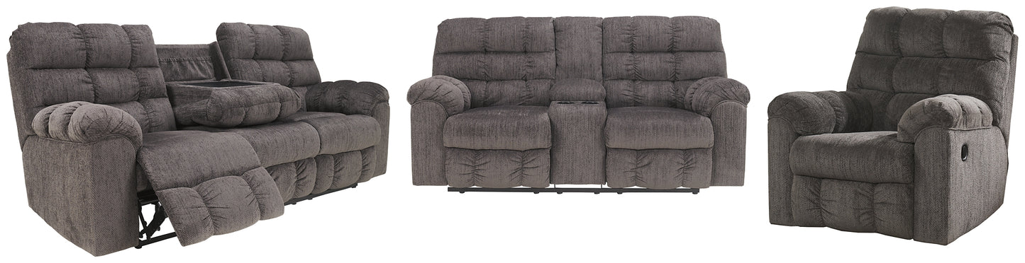 Acieona Reclining Sofa, Loveseat and Recliner