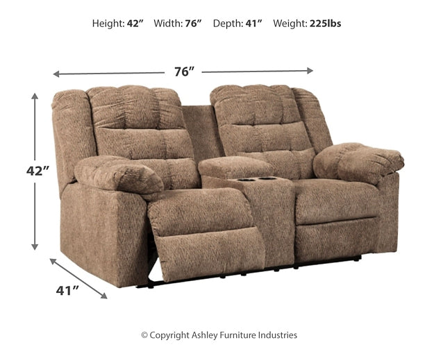 Workhorse Reclining Loveseat with Console