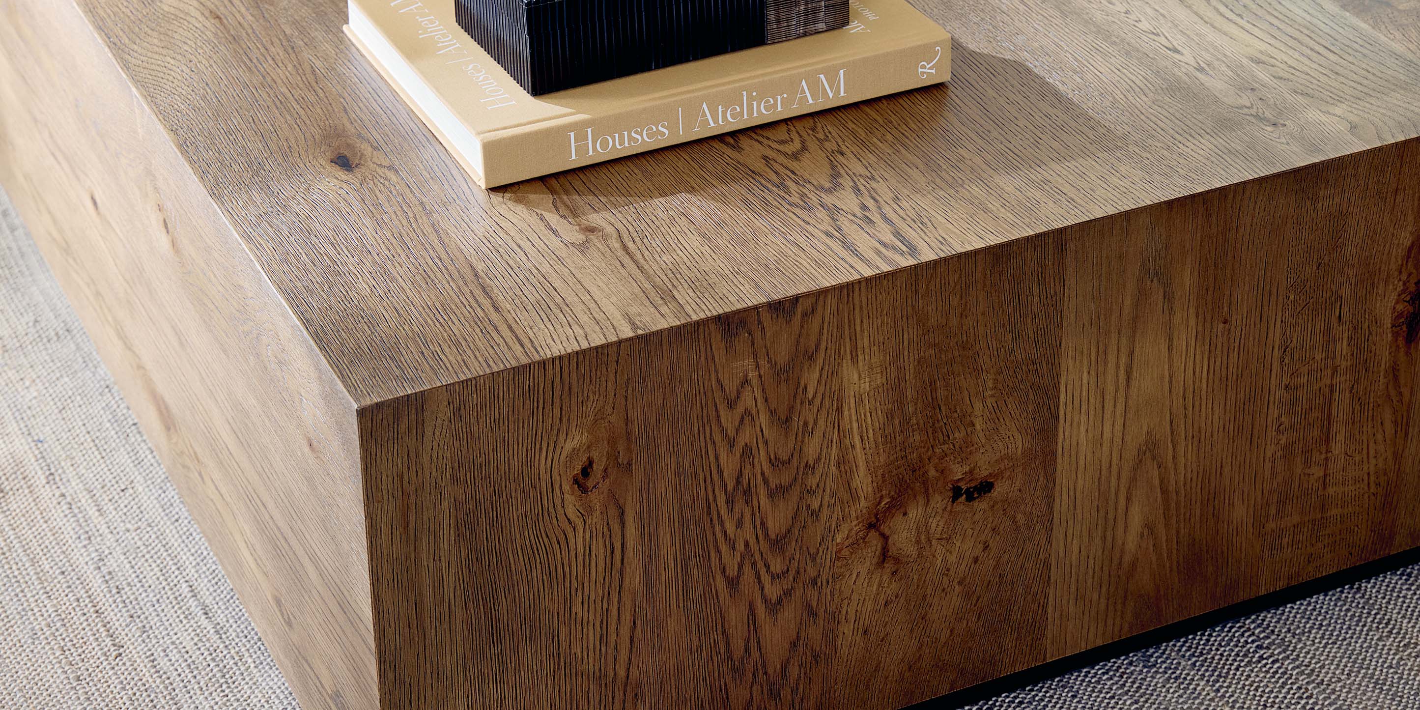 Bassett Cascade Oak Square Coffee Table with Casters — Made in the USA Bassett Coffee Table