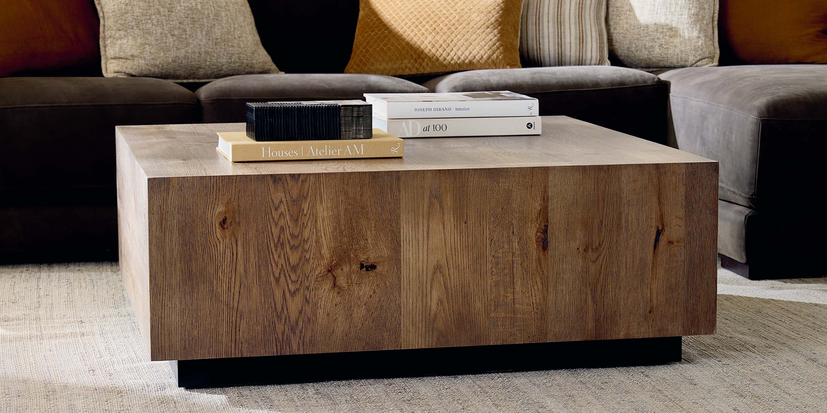 Bassett Cascade Oak Square Coffee Table with Casters — Made in the USA Bassett Coffee Table
